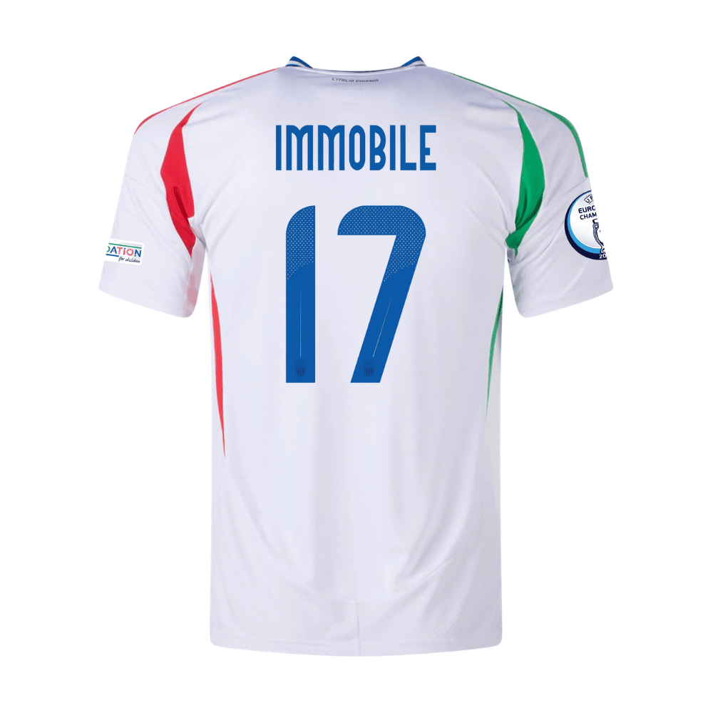 Ciro Immobile 17 Italy National Team 2024 Away Men Jersey - White
