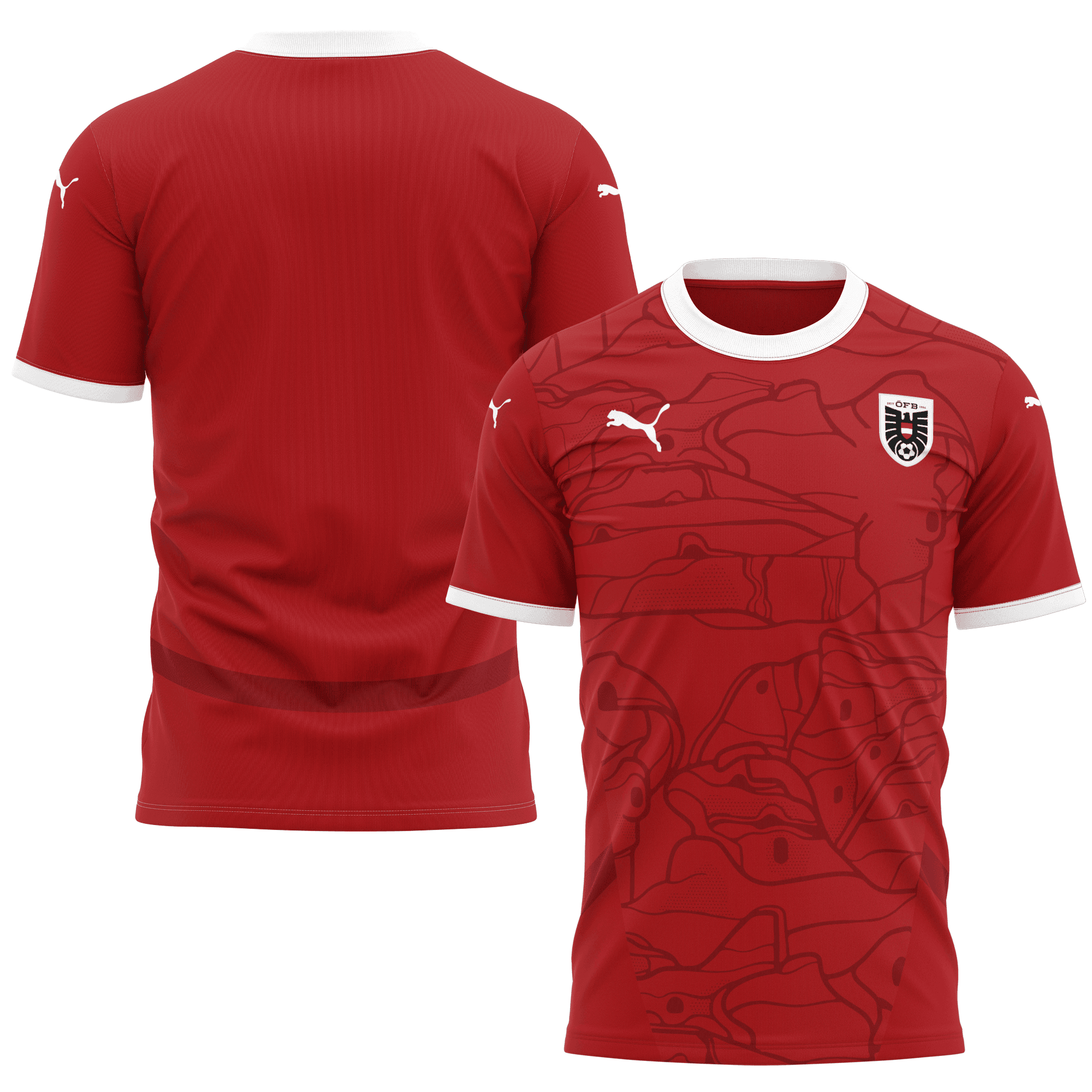 Austria National Team 2024 Home Kits AOP T-shirt - Red