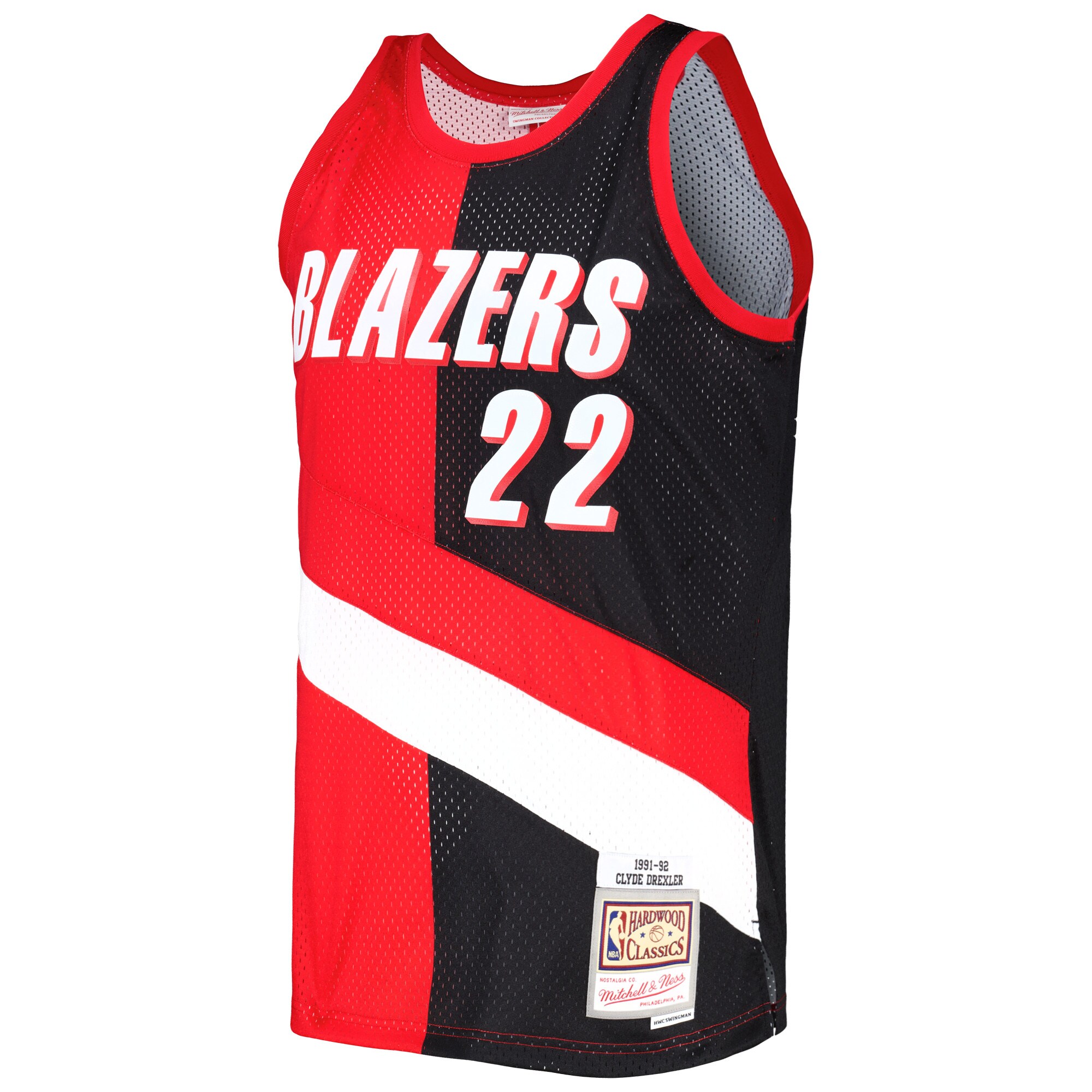 Clyde Drexler Portland Trail Blazers Mitchell & Ness Hardwood Classics 1991\/92 Split Swingman Jersey - Red\/Black