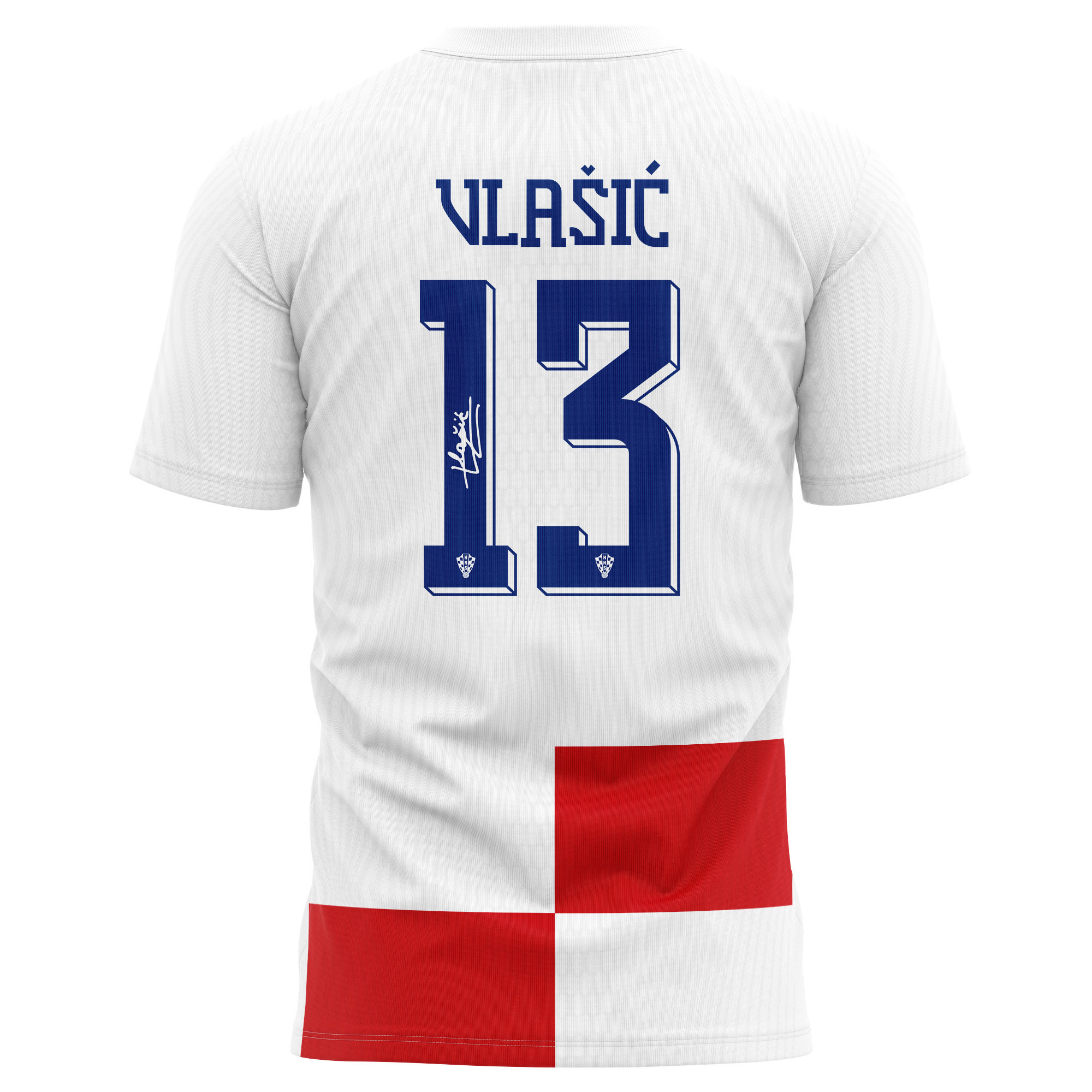 Nikola Vlašić 13 Signed Croatia National Team 2024/25 Home Kits AOP T-shirt Autographed - White