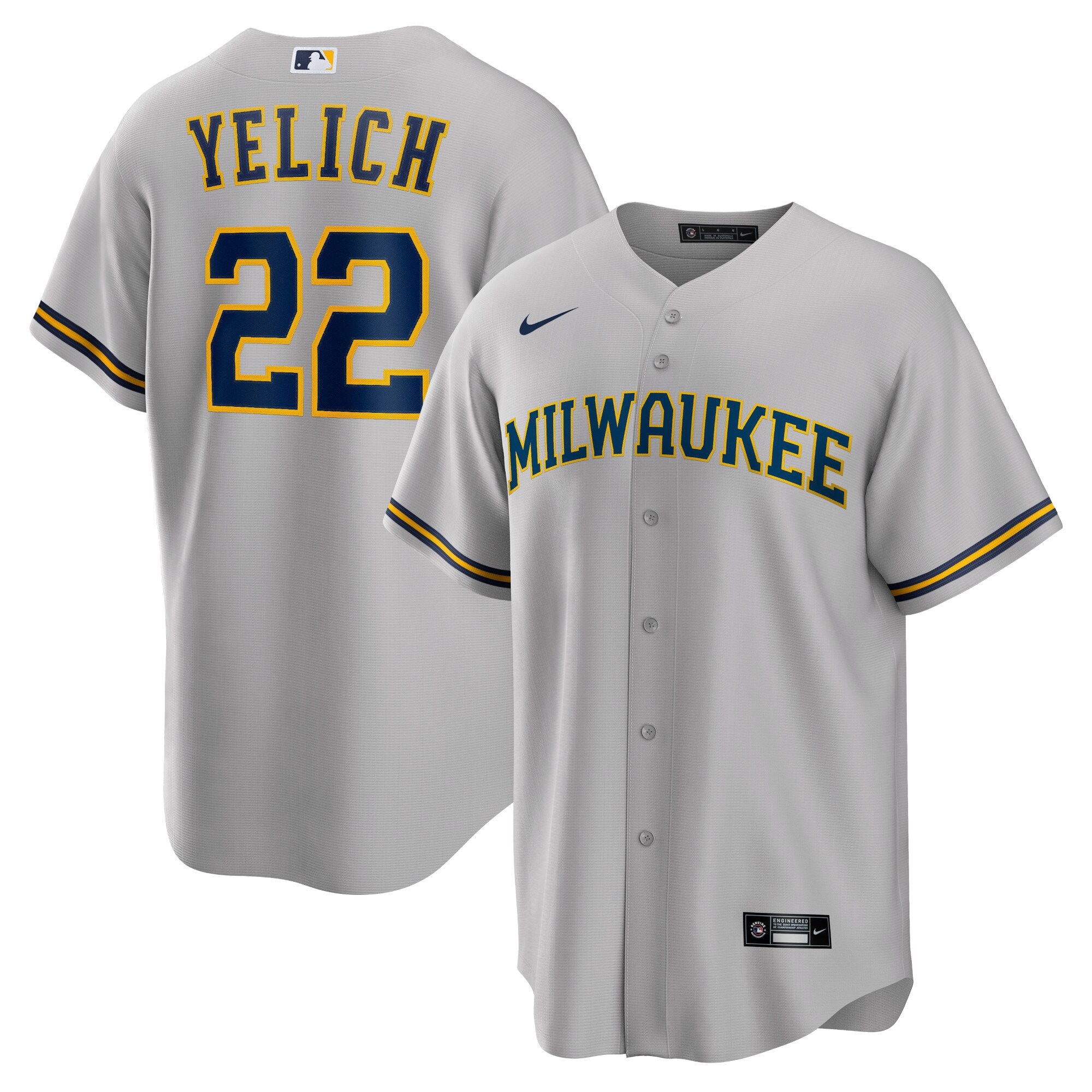 Christian Yelich Milwaukee Brewers  Alternate Replica Player Jersey - Gray