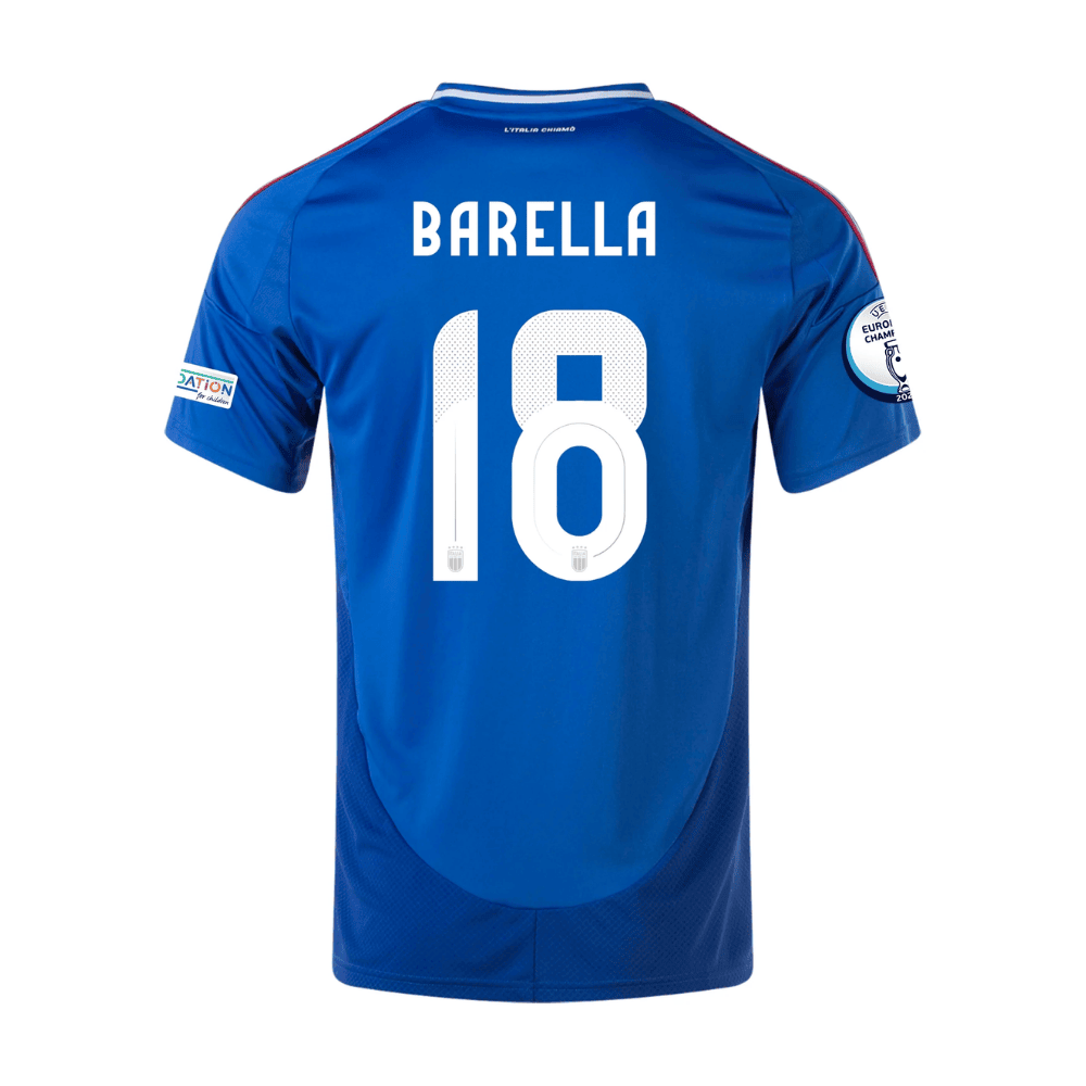 Nicolò Barella 18 Italy National Team 2024 Home Men Jersey - Blue