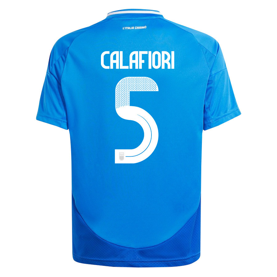 Riccardo Calafiori 5 Italy National Team 2024/25 Home YOUTH Jersey - Blue
