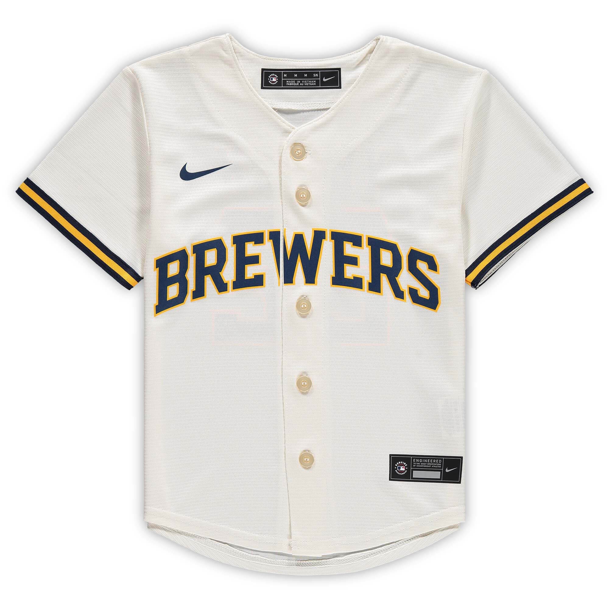 Christian Yelich Milwaukee Brewers  Preschool Home Replica Player Jersey - Cream
