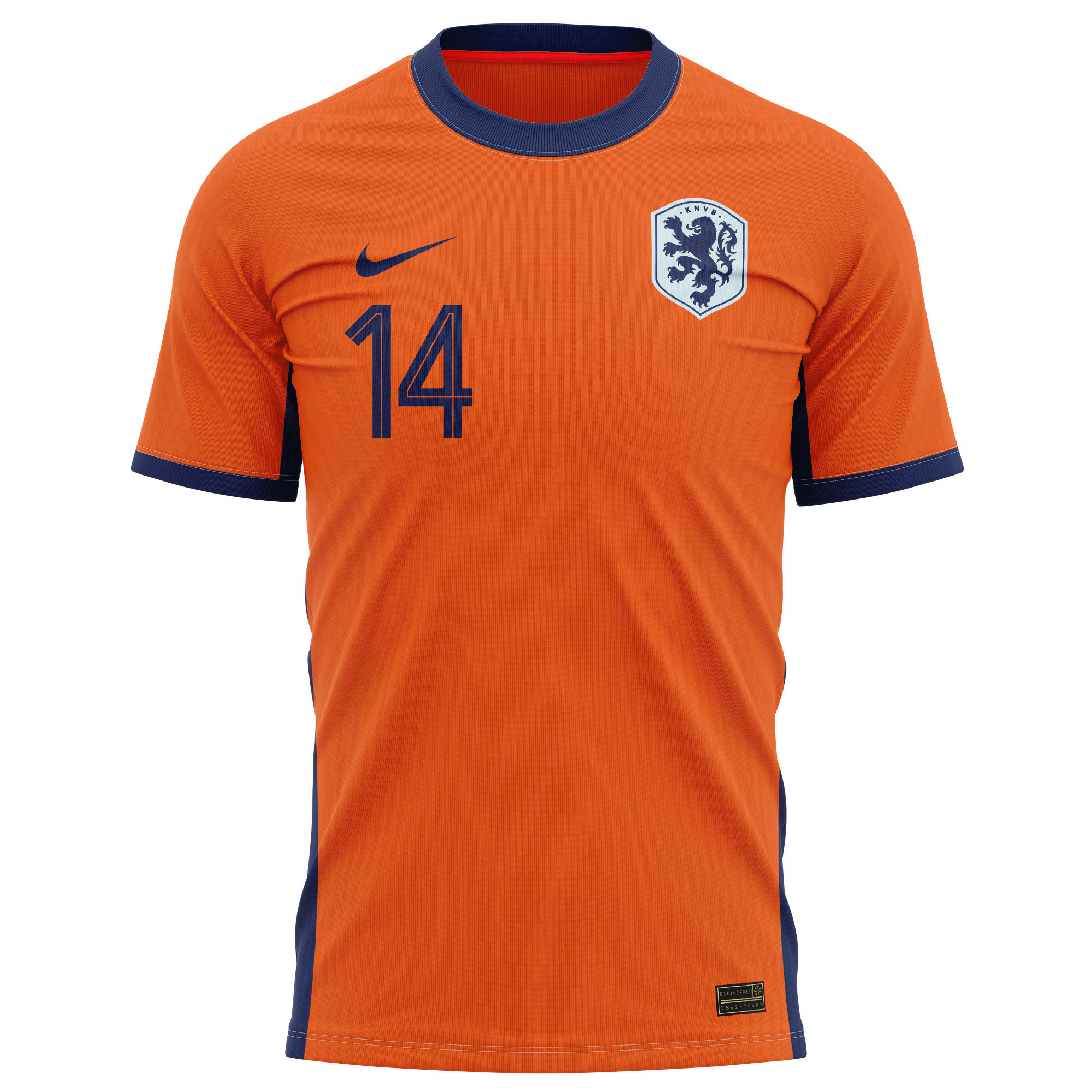 Tijjani Reijnders 14 Netherlands National Team 2024 Home Kits AOP T-shirt - Orange