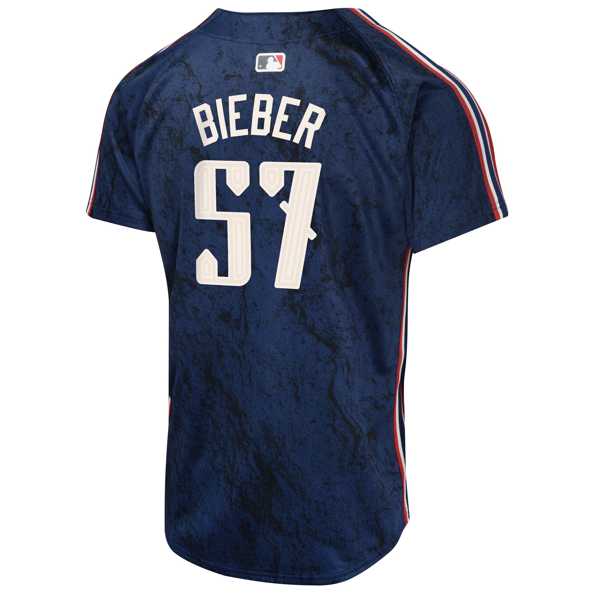 Shane Bieber Cleveland Guardians  Youth 2024 City Connect Limited Jersey - Navy