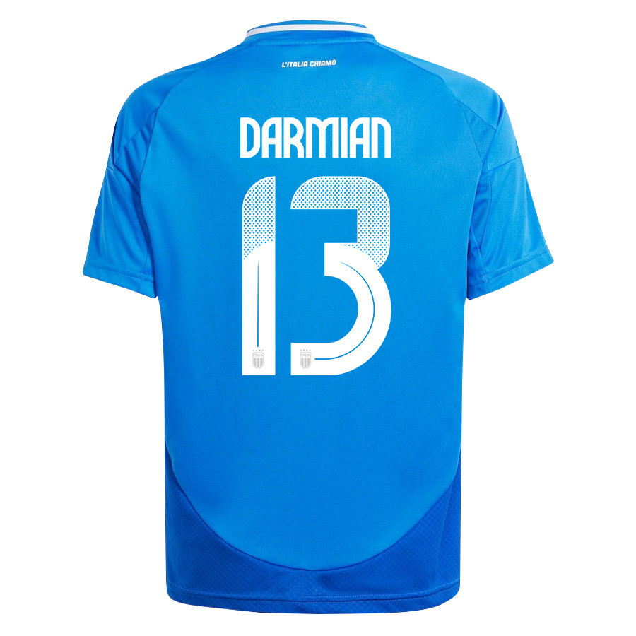 Matteo Darmian 13 Italy National Team 2024/25 Home YOUTH Jersey - Blue