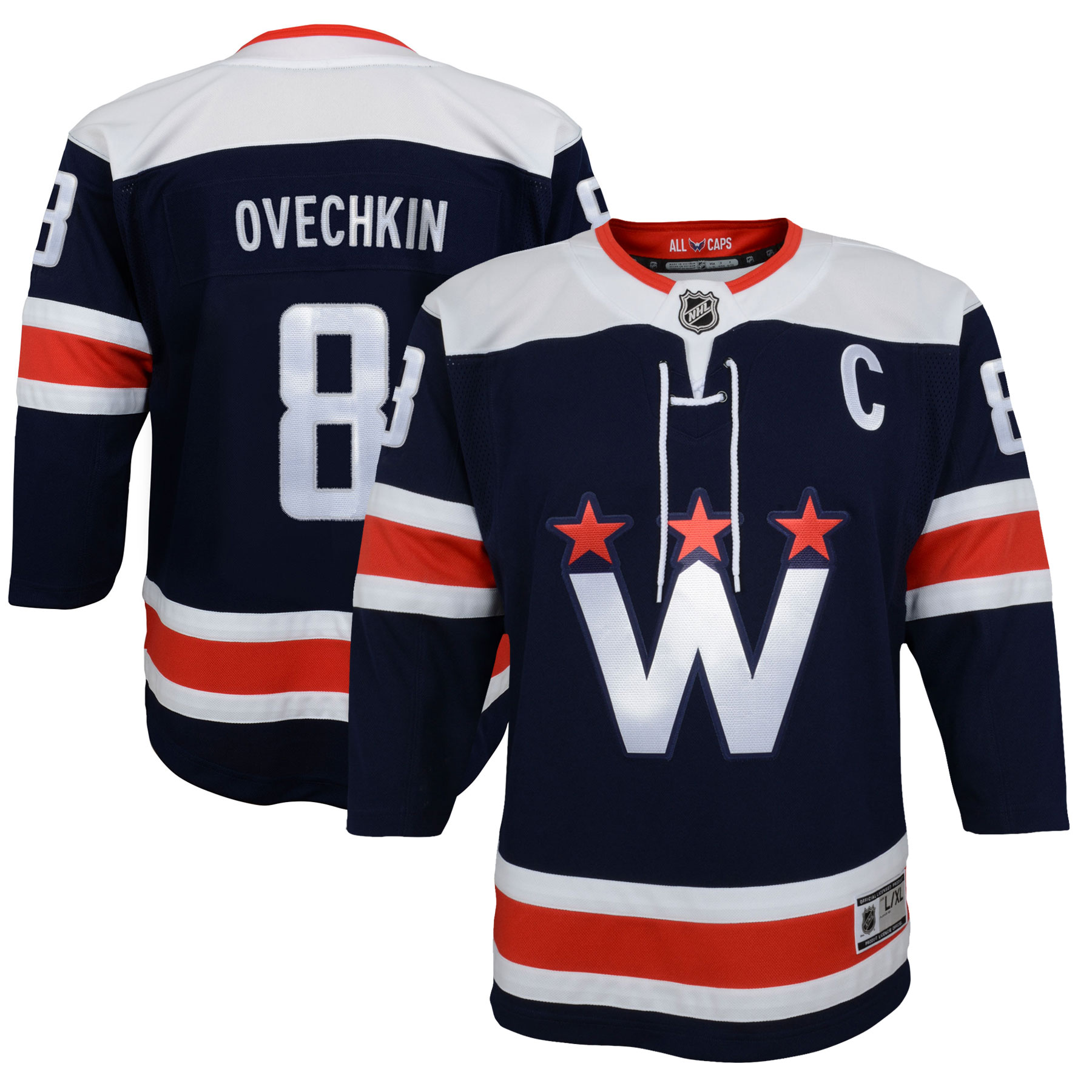 Alexander Ovechkin Washington Capitals Youth 2020\/21 Alternate Premier Player Jersey - Navy
