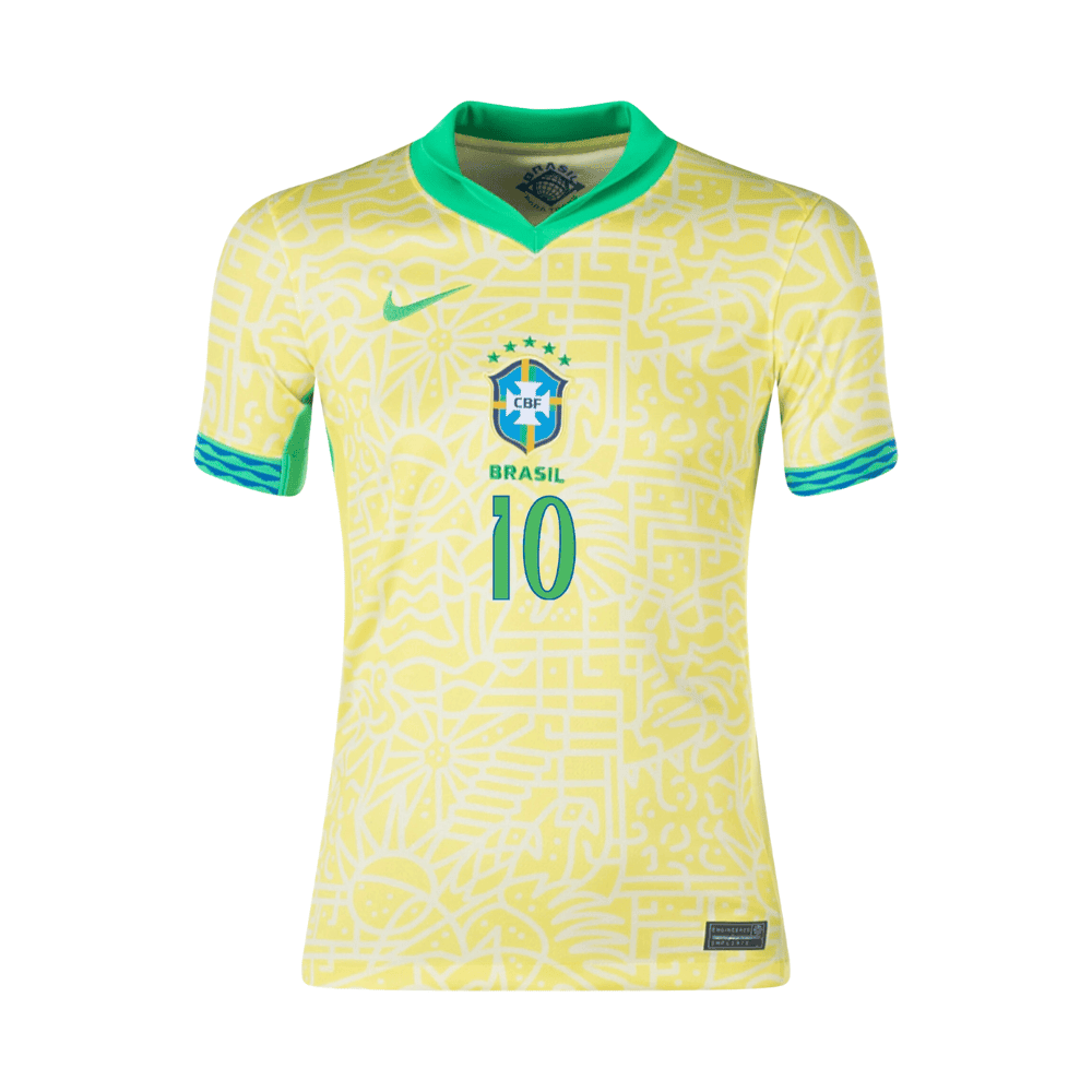 Pelé 10 Brazil National Team 2024 Home Stadium YOUTH Jersey - Yellow