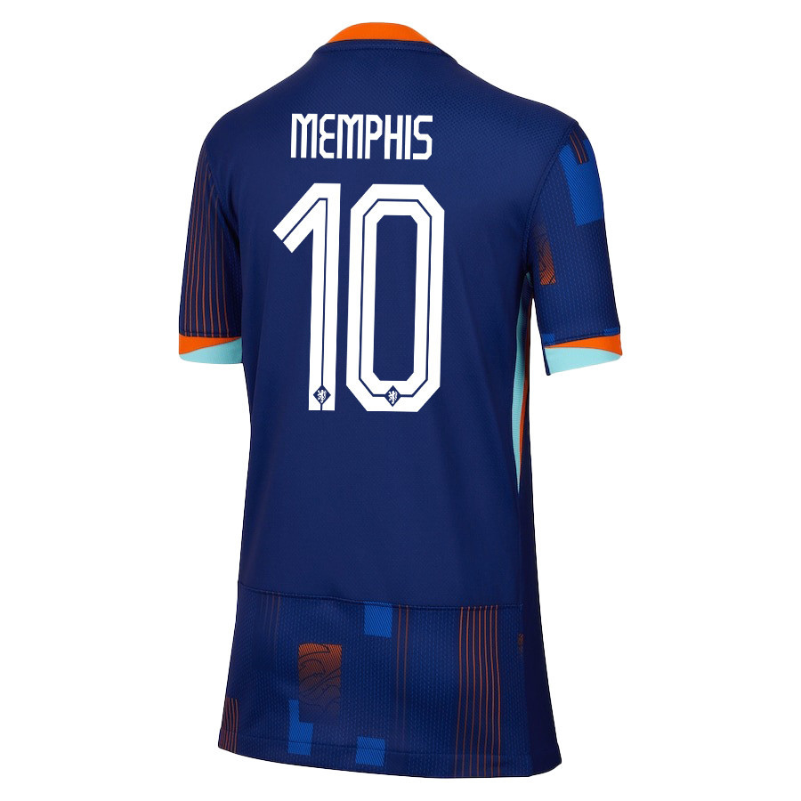 Memphis Depay 10 Netherlands National Team 2024/25 Away YOUTH Jersey - Navy