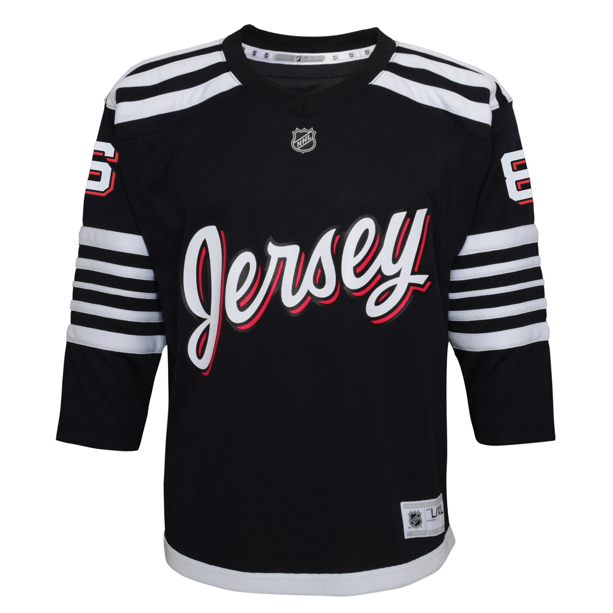 Jack Hughes New Jersey Devils Youth Alternate Replica Player Jersey - Black