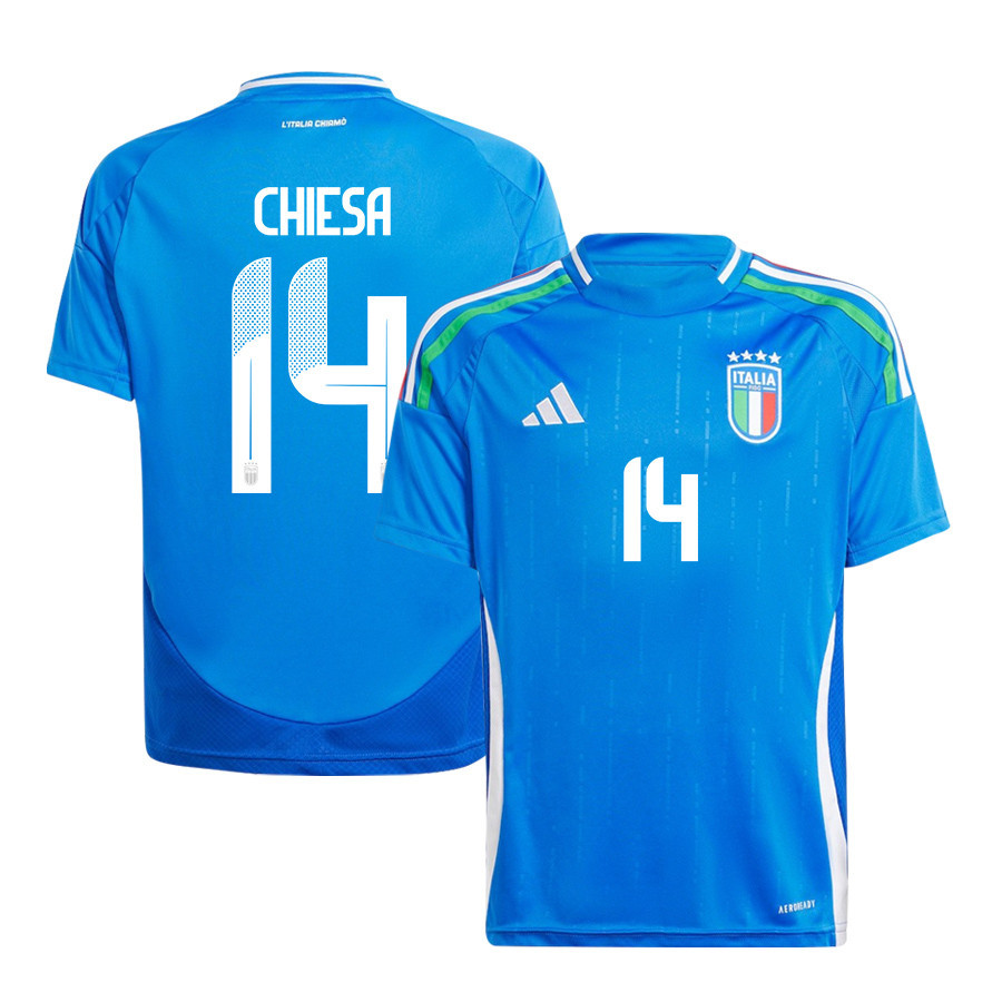 Federico Chiesa 14 Italy National Team 2024/25 Home YOUTH Jersey - Blue