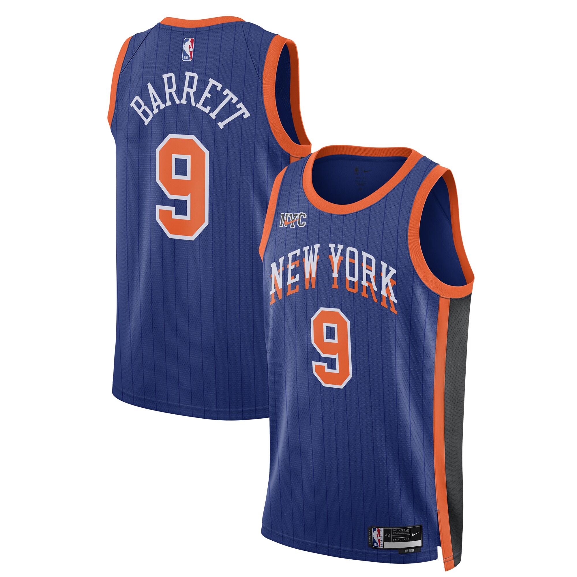 RJ Barrett New York Knicks  Unisex 2023\/24 Swingman Jersey - Blue - City Edition