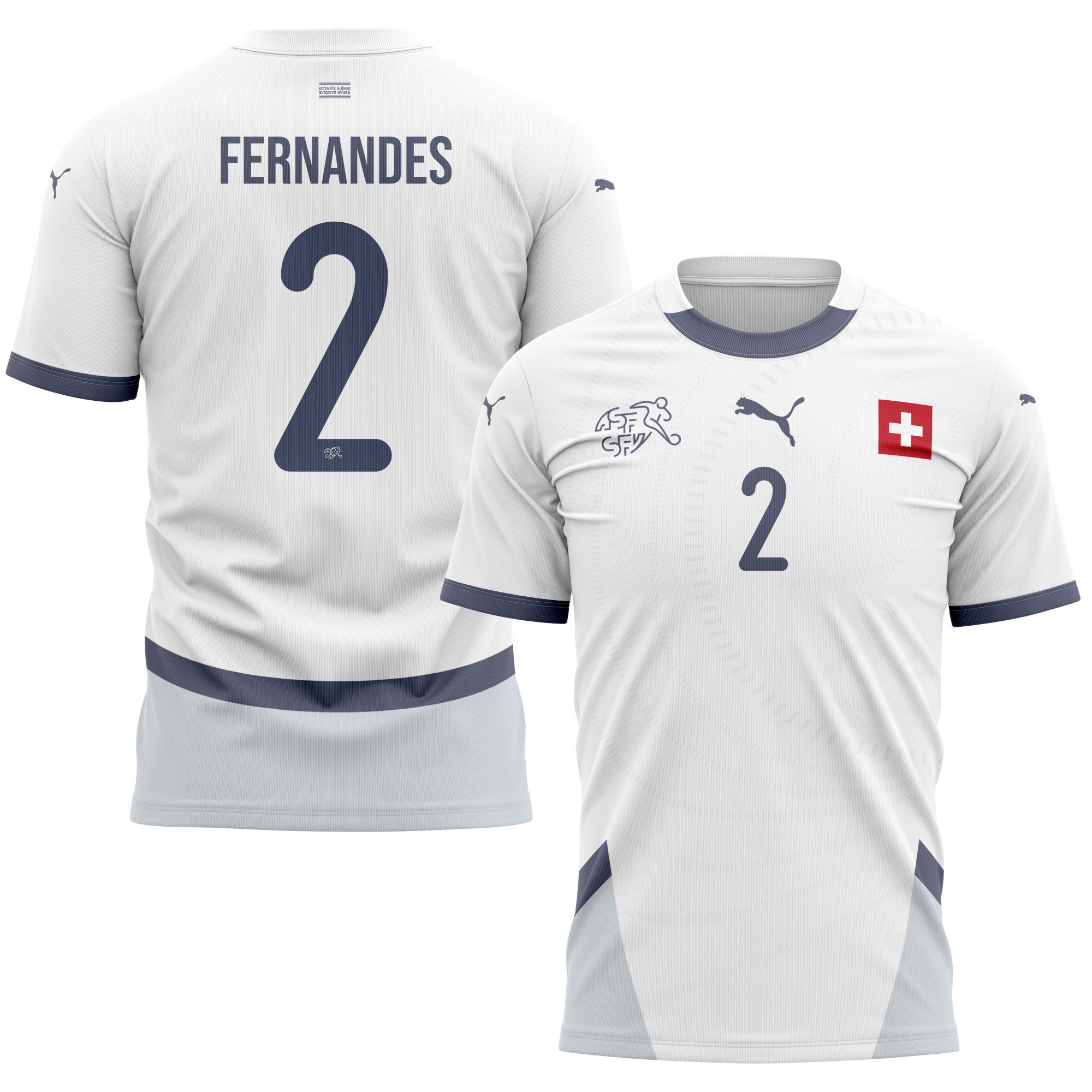 Edimilson Fernandes 2 Switzerland National Team 2024/25 Away Kits AOP T-shirt - White