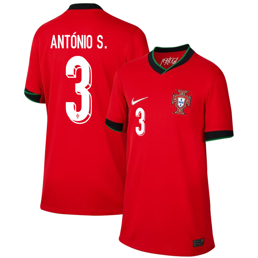 António Silva 3 Portugal National Team 2024/25 Home YOUTH Jersey - Red