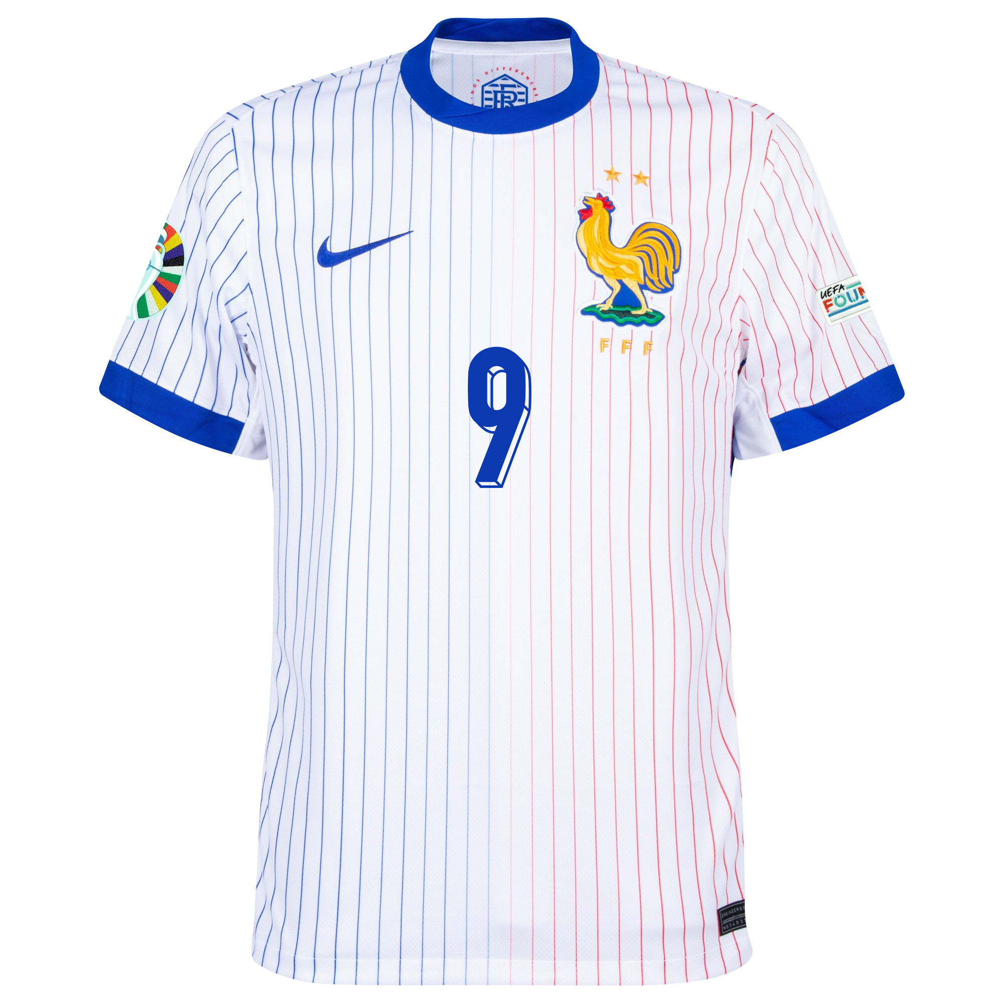 Olivier Giroud 9 France National Team 2024/25 Away Jersey - Euro UEFA Patch - Men, White