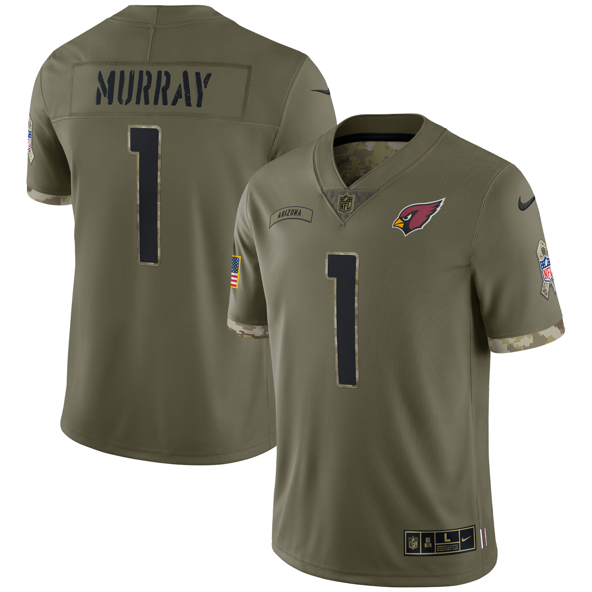 Kyler Murray Arizona Cardinals  2022 Salute To Service Limited Jersey - Olive
