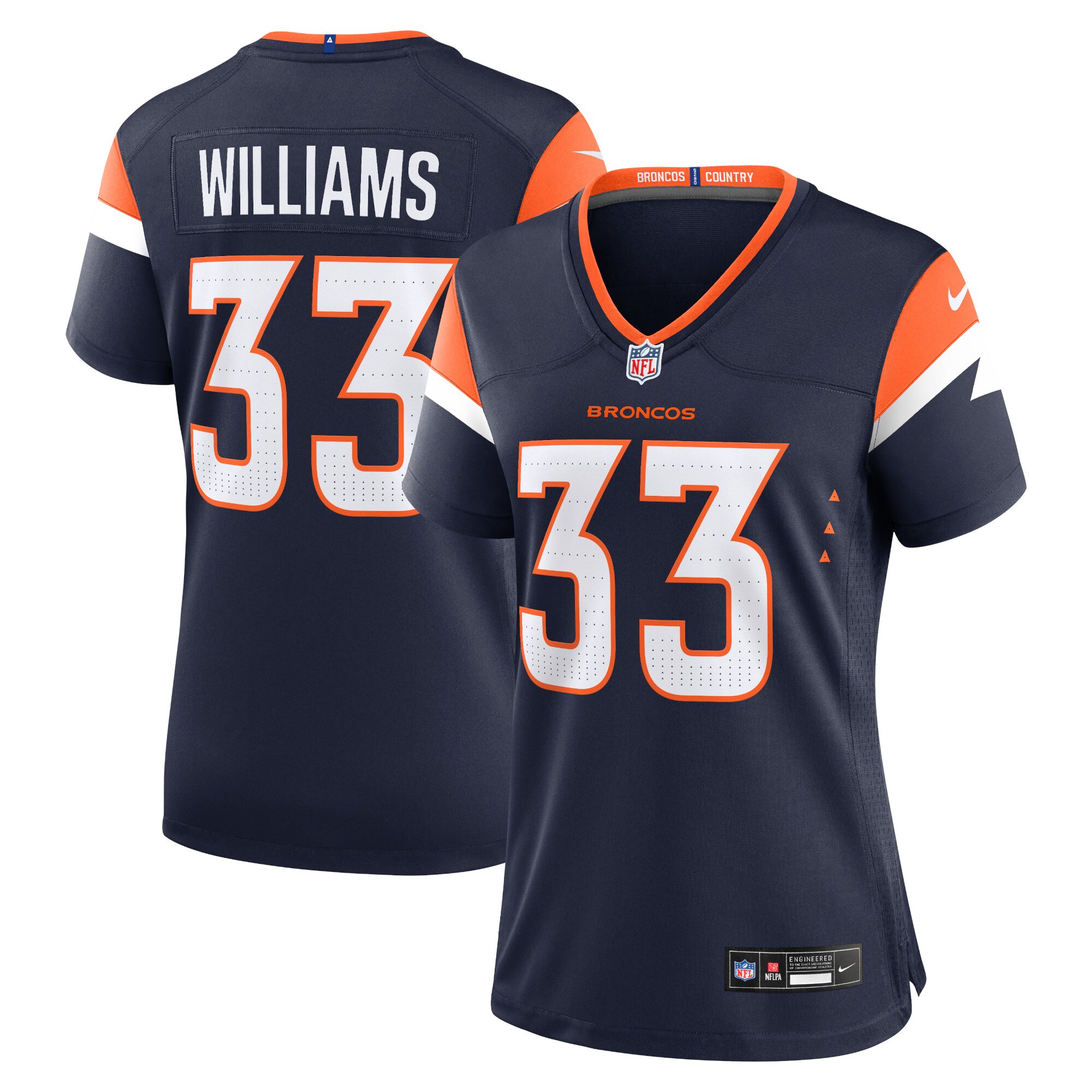 Javonte Williams Denver Broncos  Women's Alternate Game Jersey - Navy