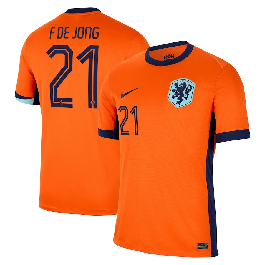 Frenkie de Jong 21 Netherlands National Team 2024 Home Men Jersey - Orange