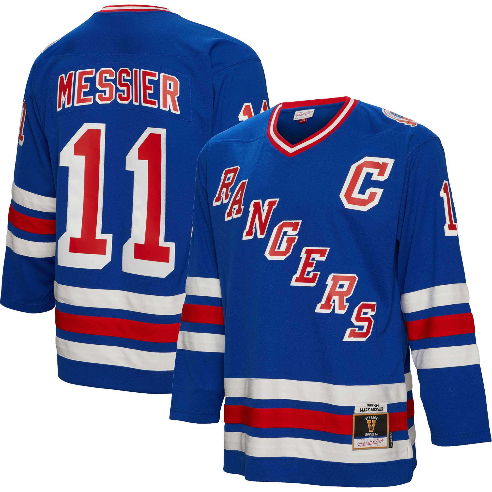 Mark Messier New York Rangers Mitchell & Ness Big & Tall 1993 Captain Patch Blue Line Player Jersey - Blue