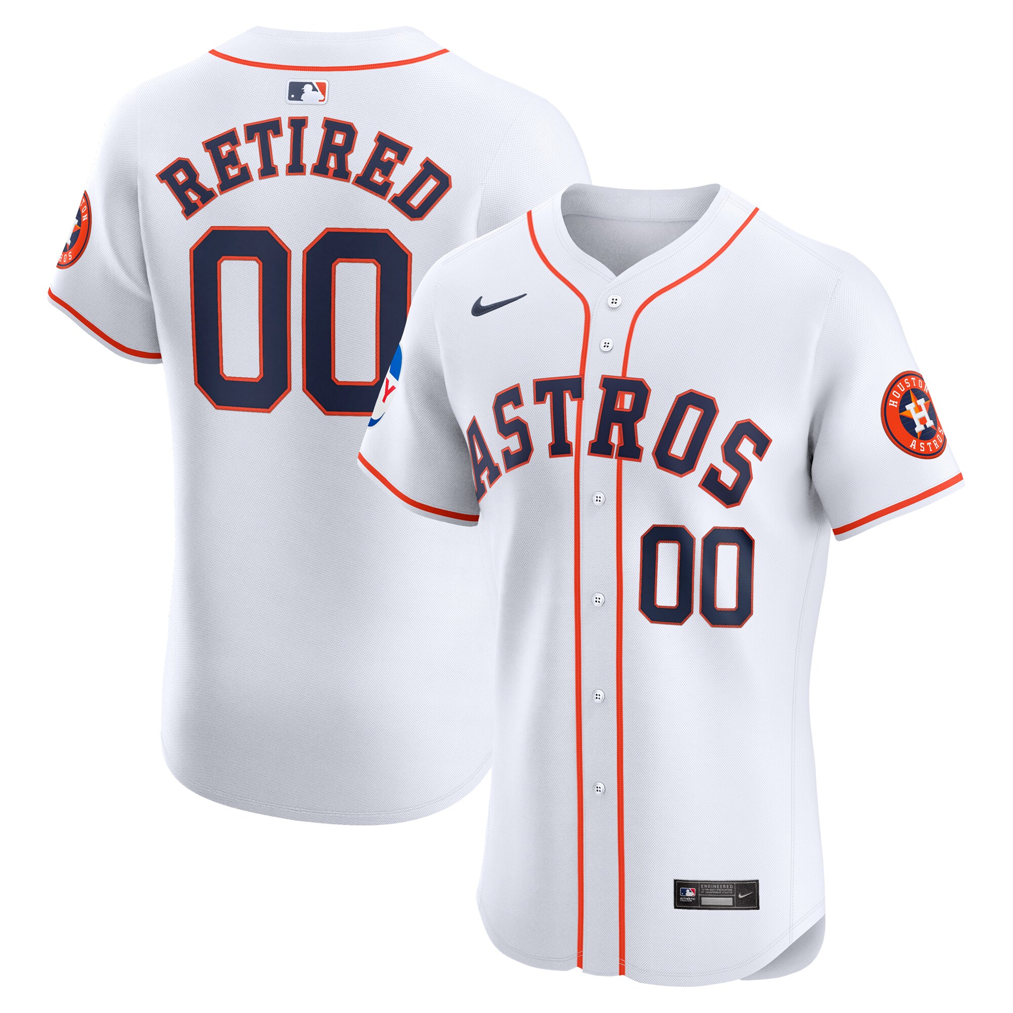 Houston Astros  Home Elite Pick-A-Player Retired Roster Patch Jersey - White