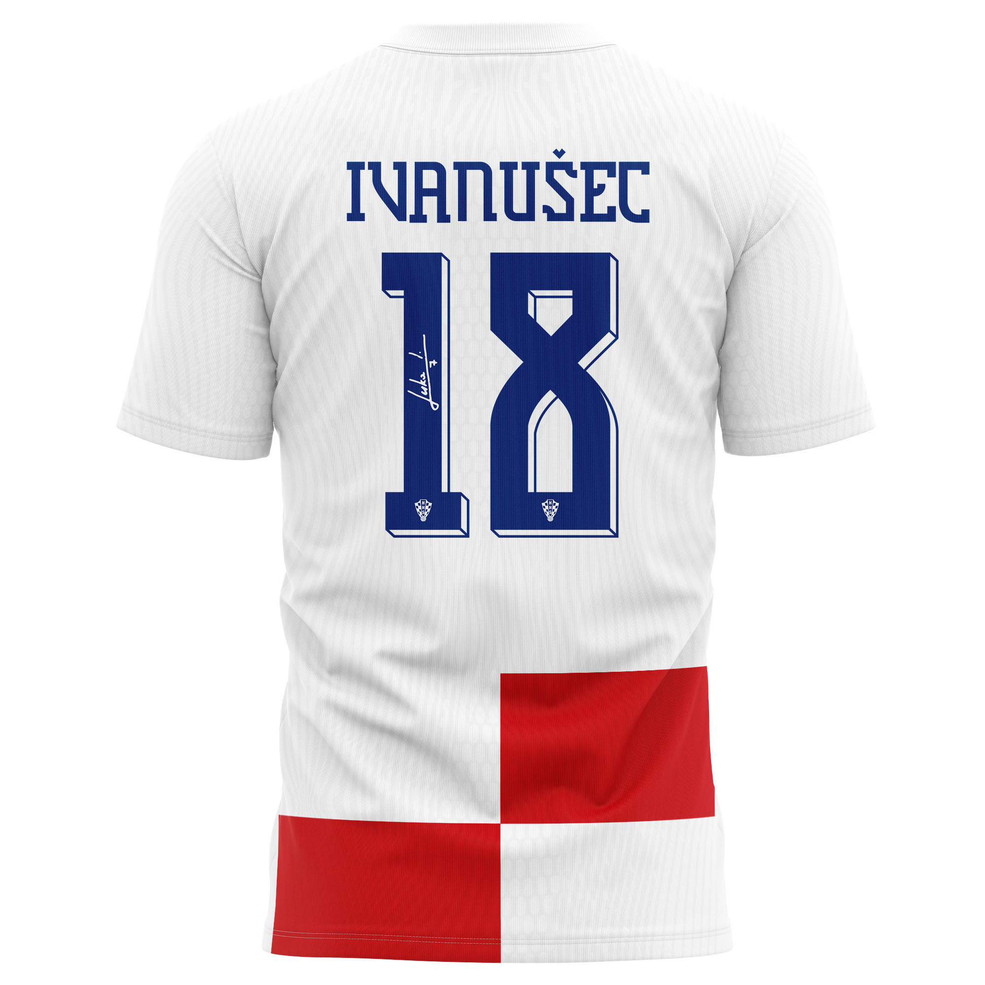Luka Ivanušec 18 Signed Croatia National Team 2024/25 Home Kits AOP T-shirt Autographed - White