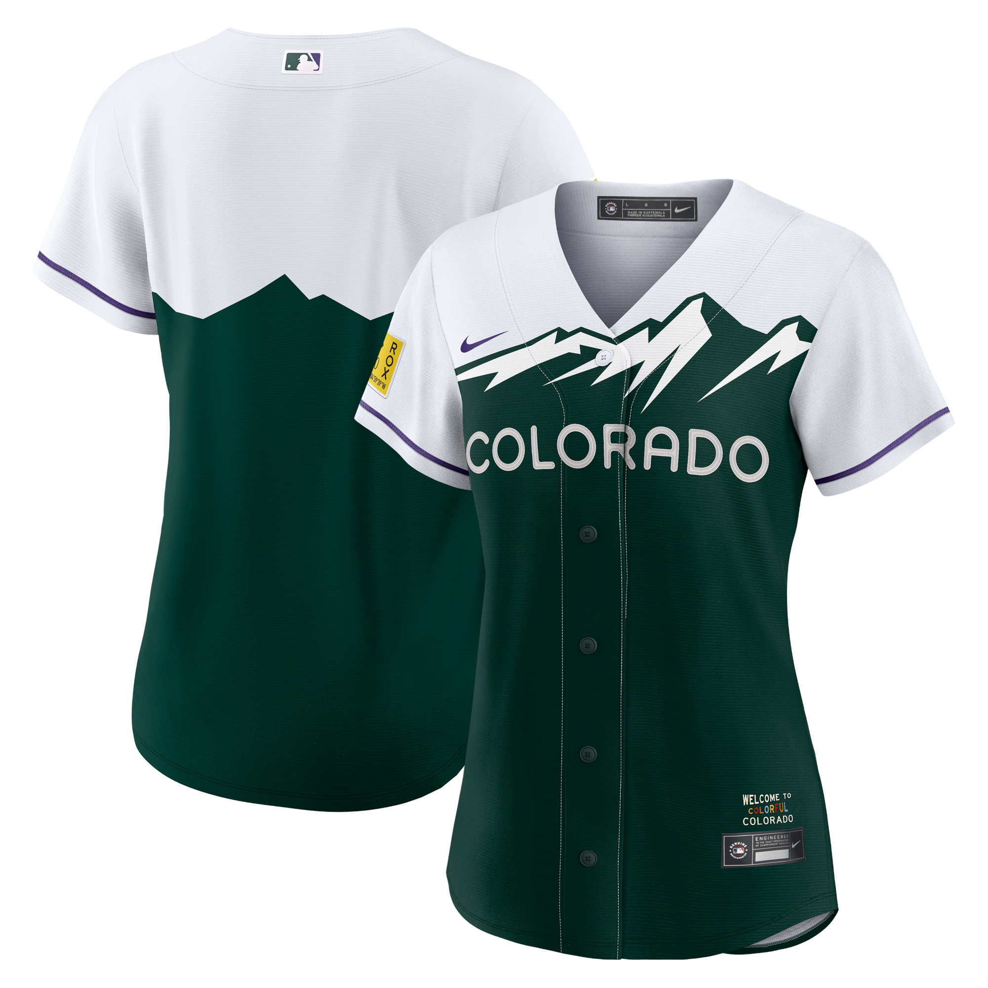 Colorado Rockies  Women's City Connect Replica Team Jersey - White\/Forest Green