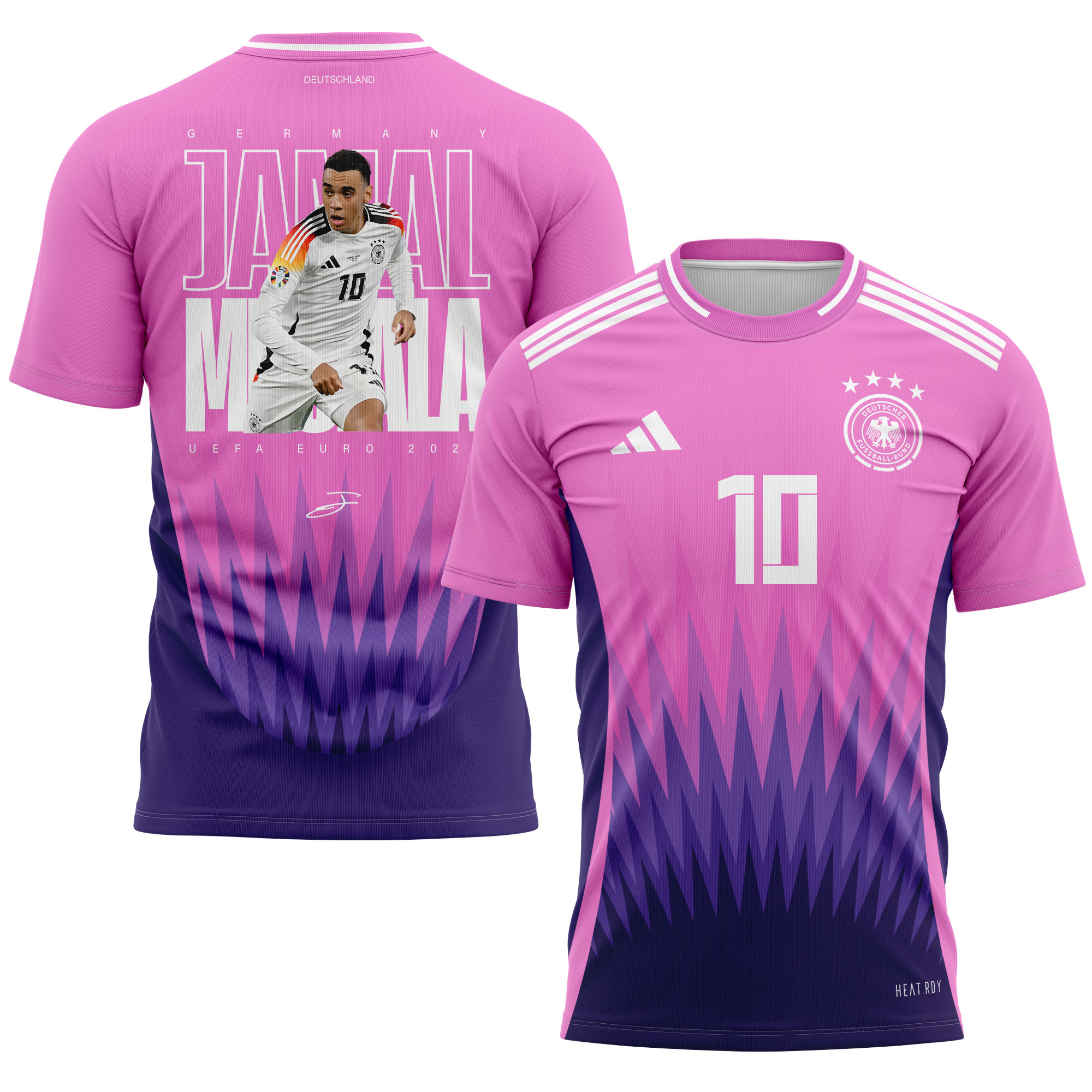 Jamal Musiala 10 Signed Young Talent Germany National Team 2024 Away Kits AOP T-shirt - Purple