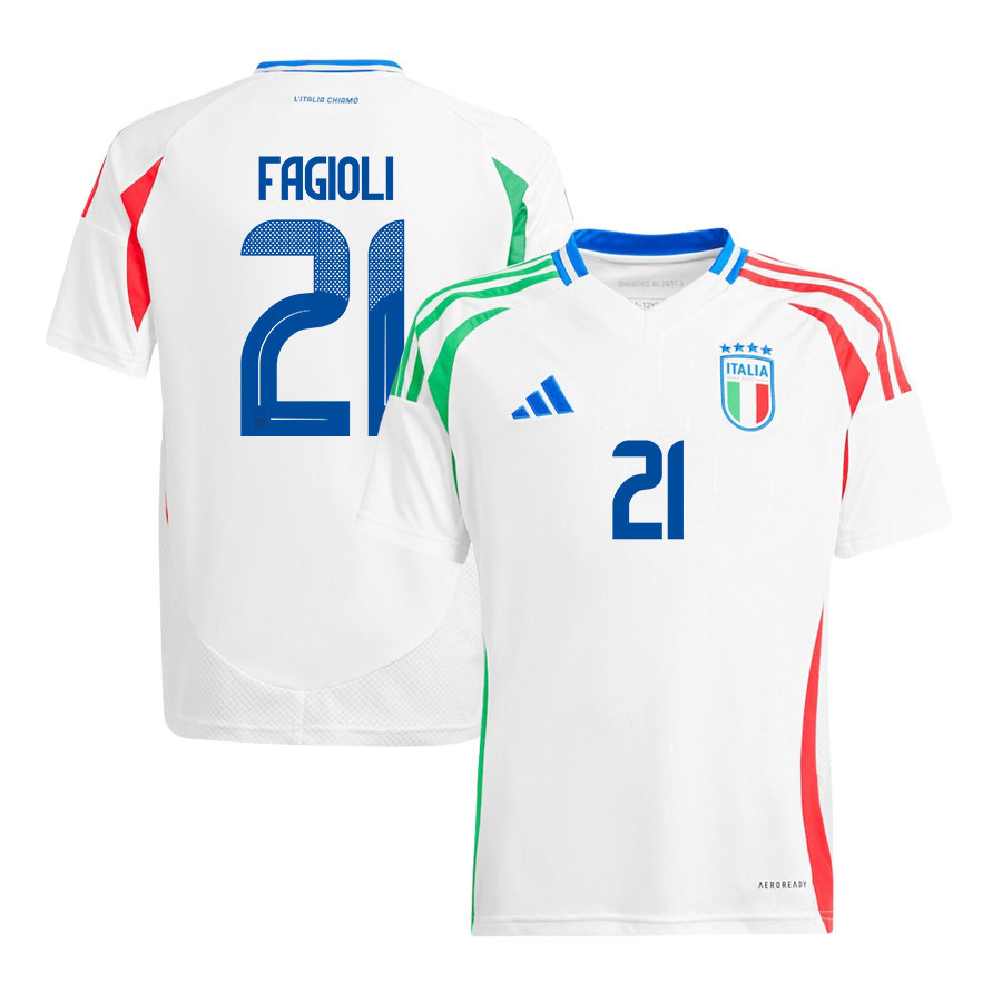 Nicolo Fagioli 21 Italy National Team 2024/25 Away YOUTH Jersey - White