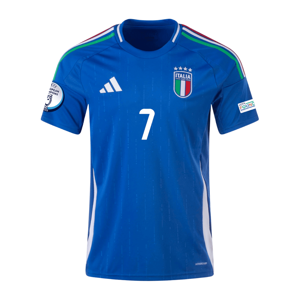 Lorenzo Pellegrini 7 Italy National Team 2024 Home Men Jersey - Blue