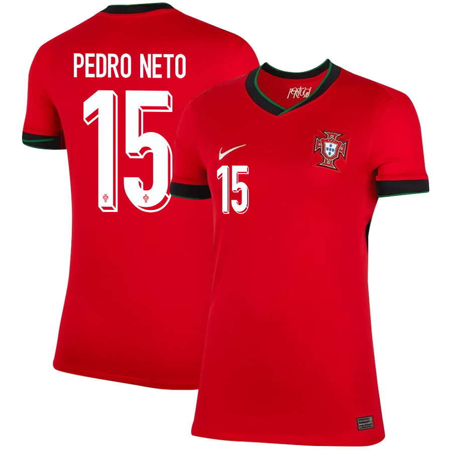 Pedro Neto 15 Portugal National Team 2024/25 Home WOMEN Jersey - Red