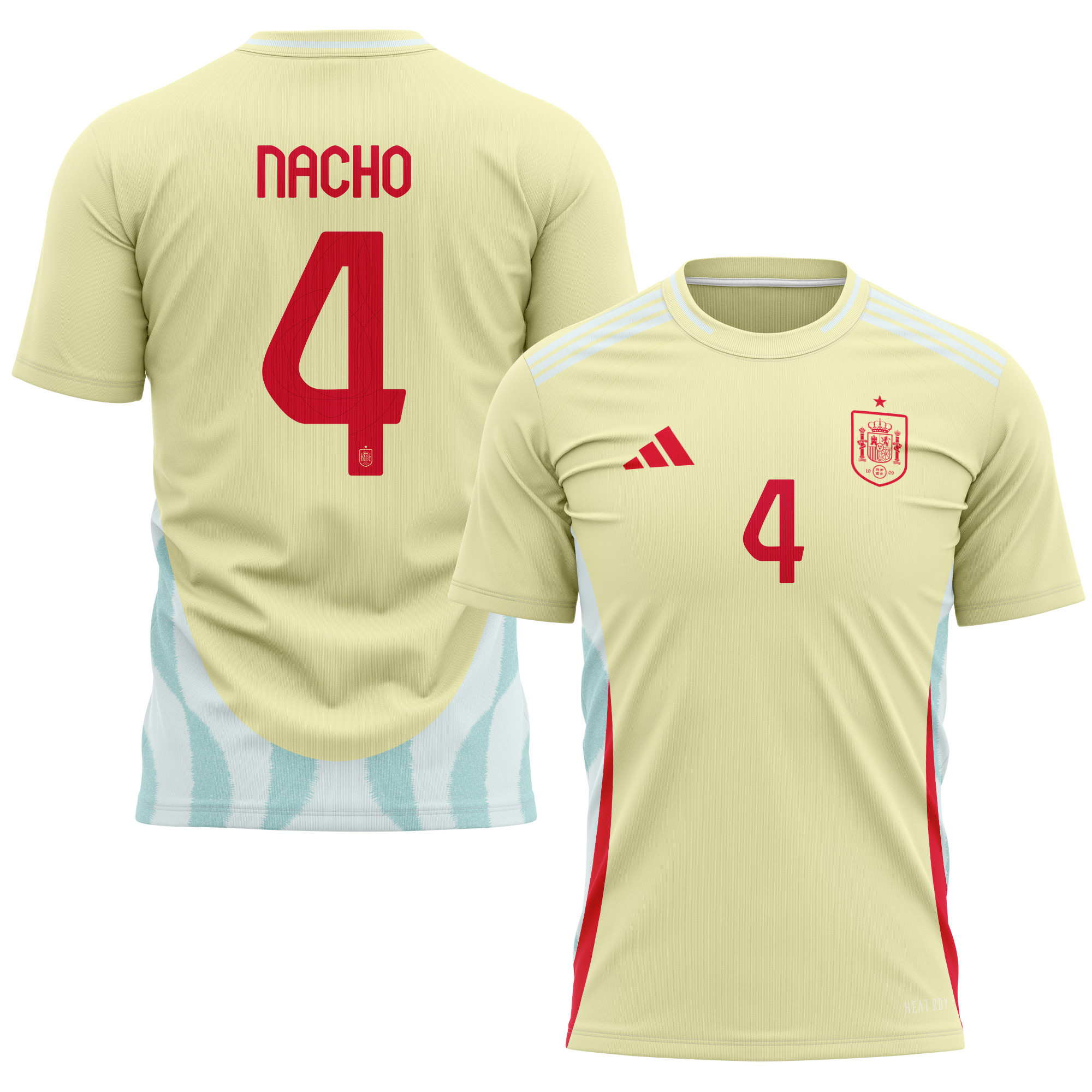 Nacho 4 Spain National Team 2024 Away Kits AOP T-shirt - Yellow