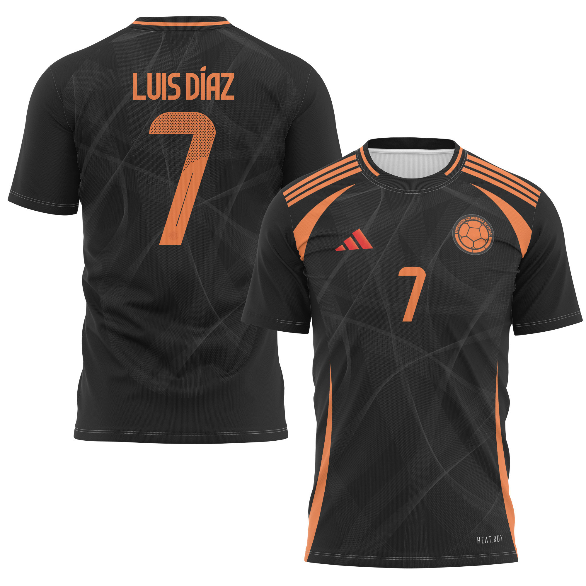 Luis Díaz 7 Colombia National Team 2024 Away Kits AOP T-shirt - Black