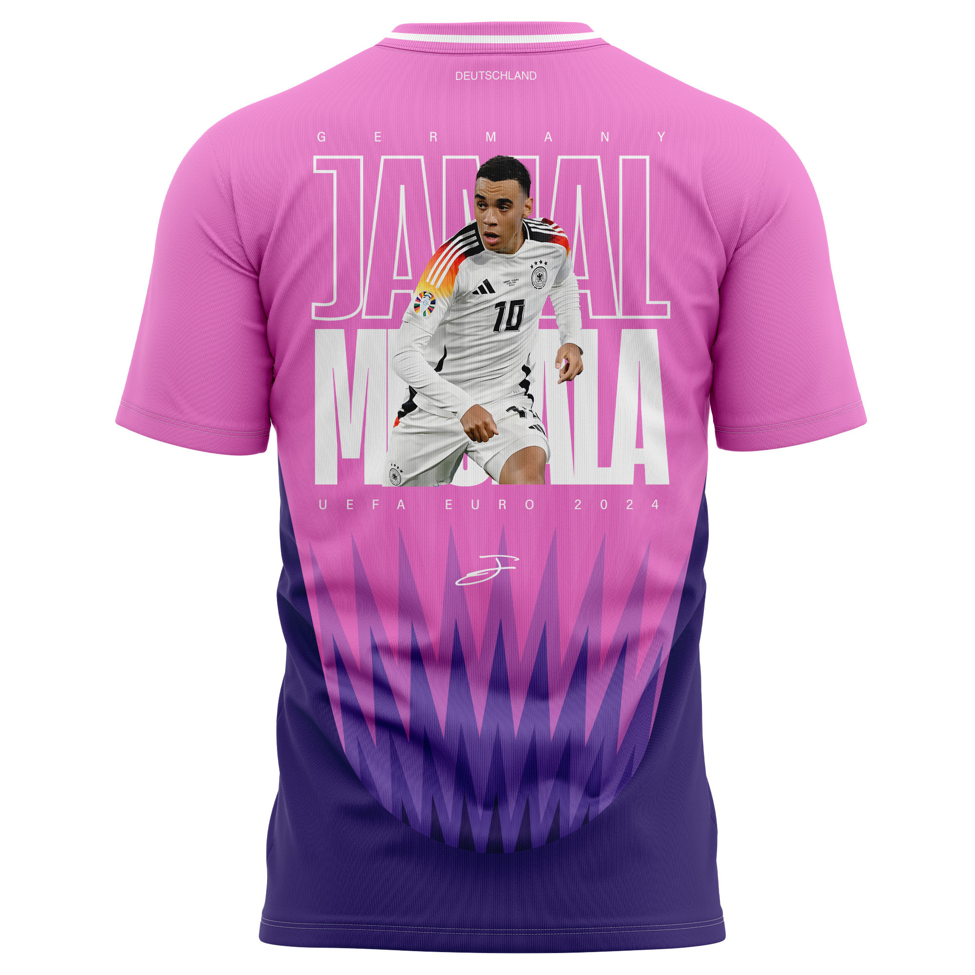 Jamal Musiala 10 Signed Young Talent Germany National Team 2024 Away Kits AOP T-shirt - Purple