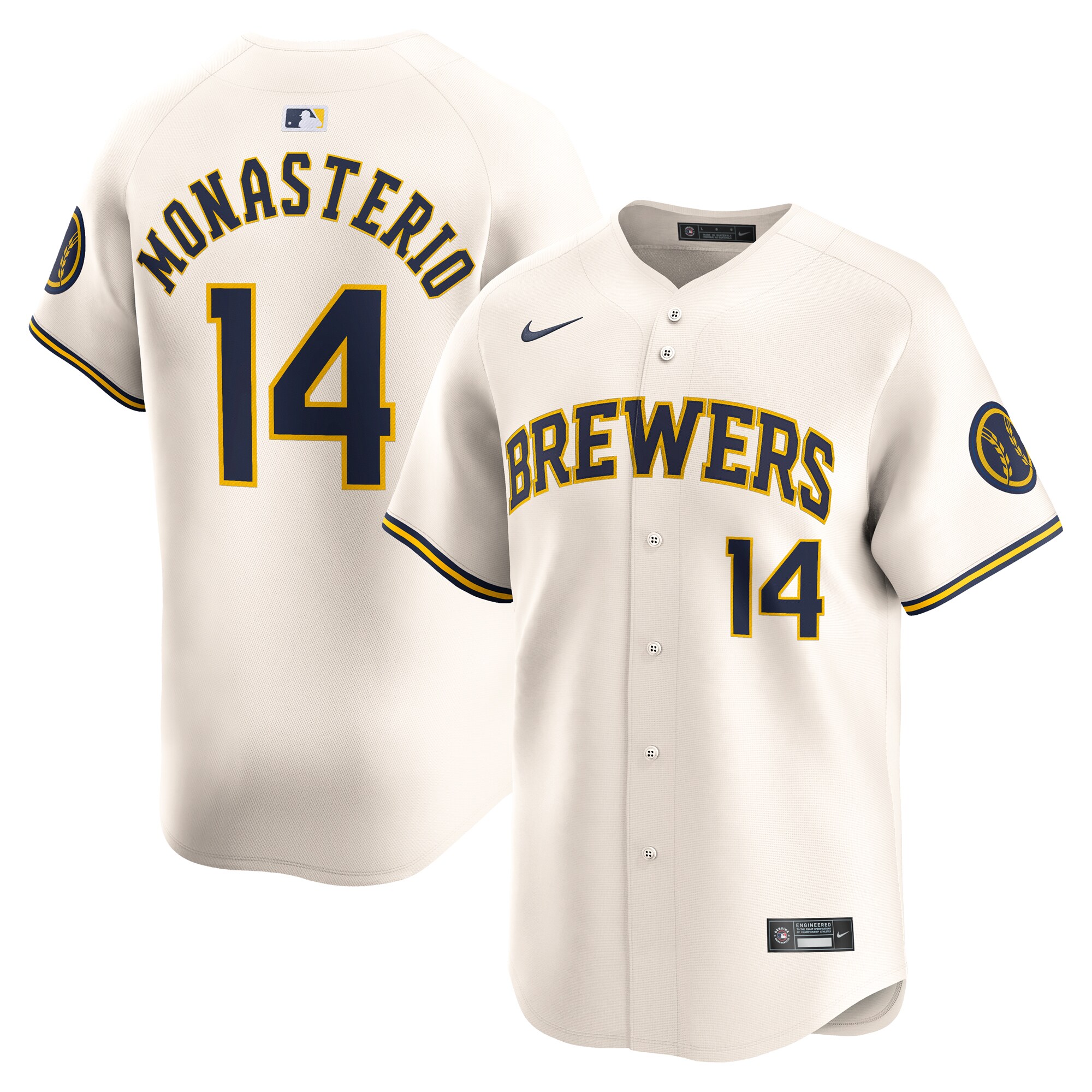 Andruw Monasterio Milwaukee Brewers  Home Limited Player Jersey - Cream