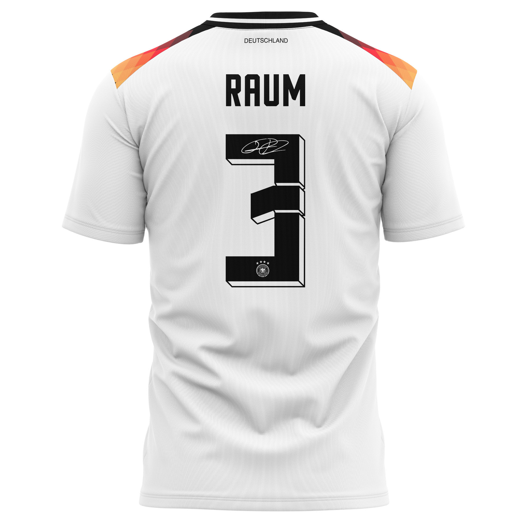 David Raum 3 Signed Germany National Team 2024 Home Kits AOP T-shirt Autographed- White