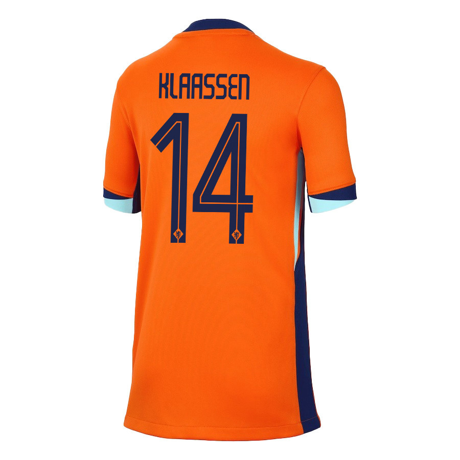 Davy Klaassen 14 Netherlands National Team 2024/25 Home YOUTH Jersey - Orange