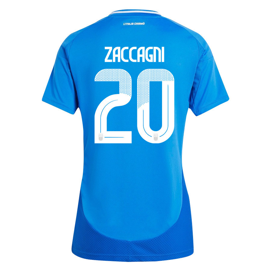 Mattia Zaccagni 20 Italy National Team 2024/25 Home Women Jersey - Blue