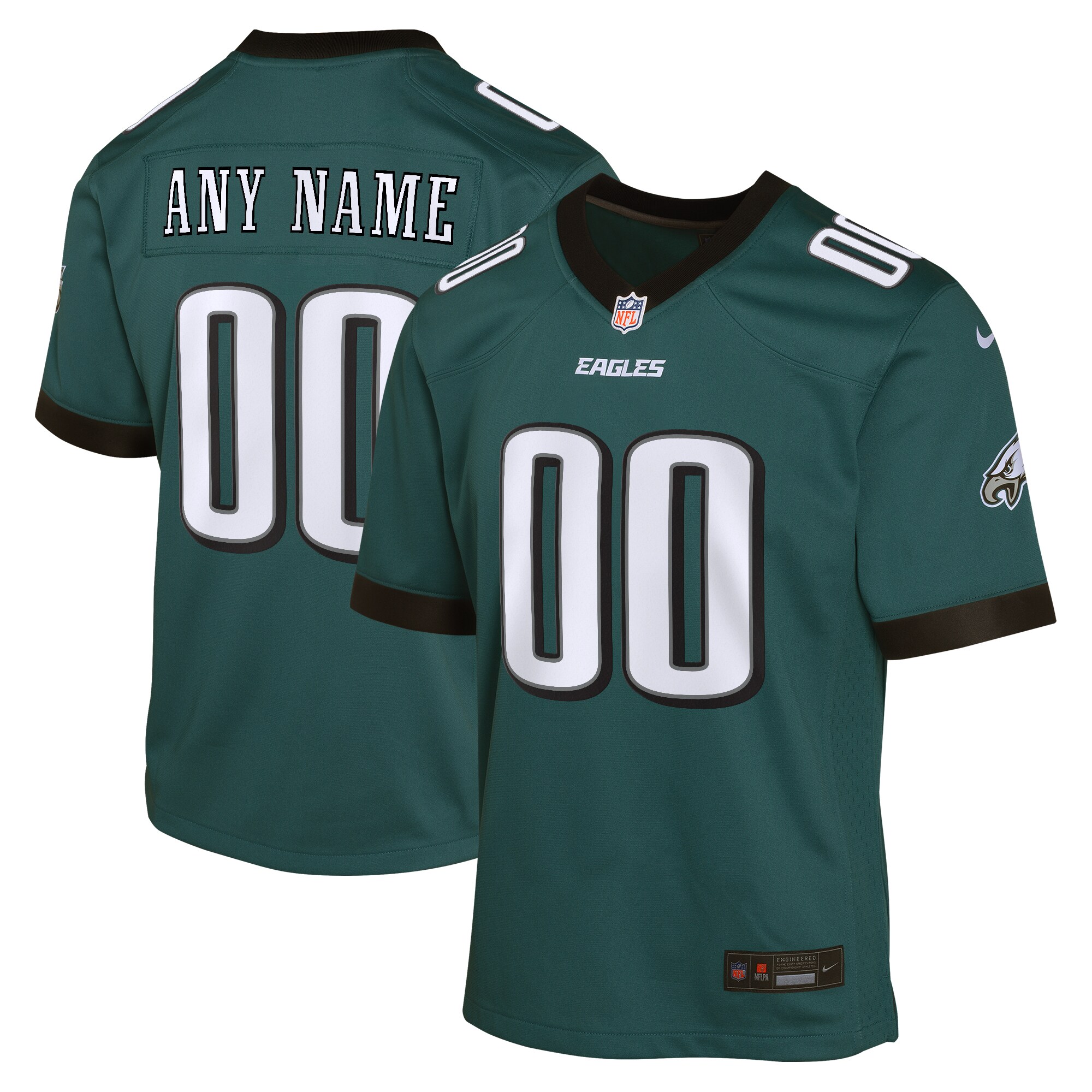 Philadelphia Eagles  Youth Custom Game Jersey - Midnight Green