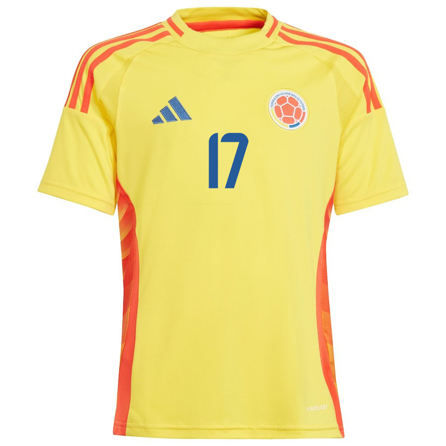 Johan Mojica 17 Colombia National Team 2024/25 Home YOUTH Jersey - Yellow