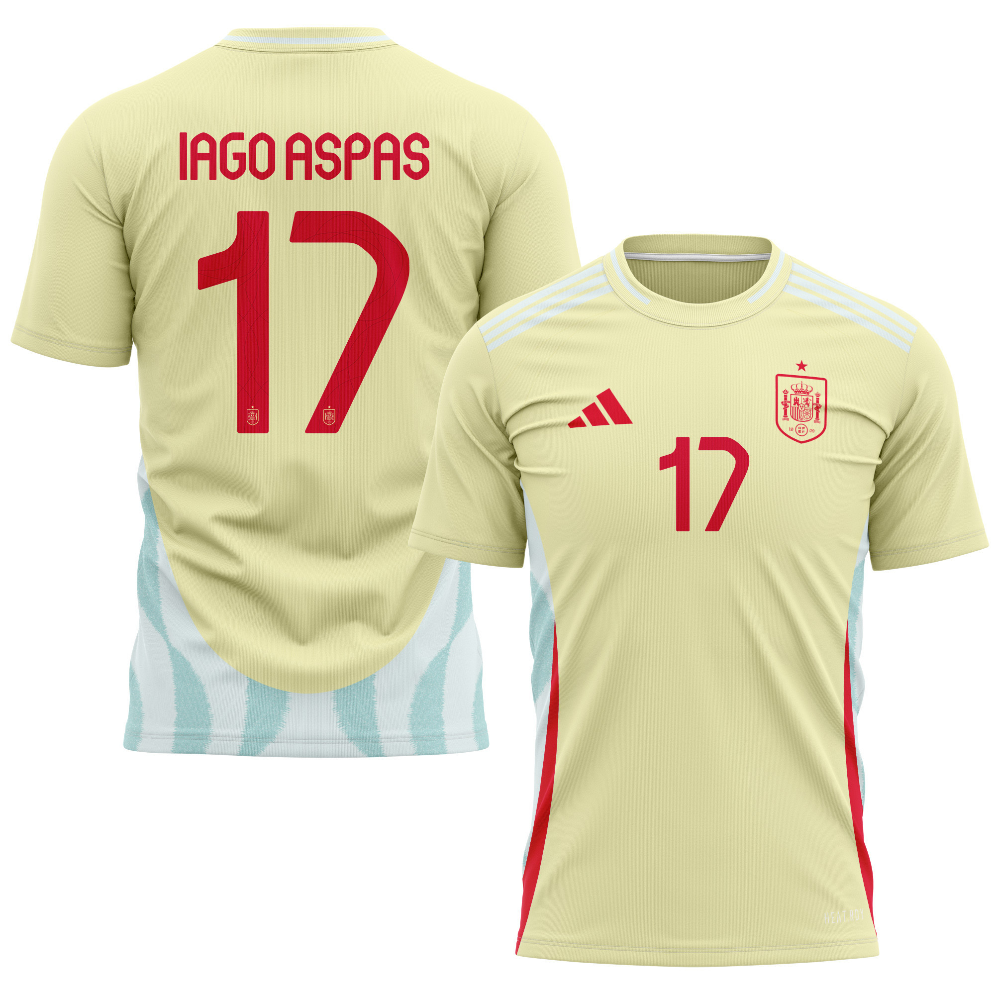 Iago Aspas 17 Spain National Team 2024 Away Kits AOP T-shirt - Yellow