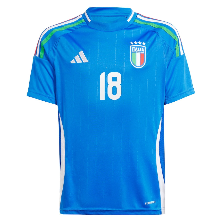 Nicolo Barella 18 Italy National Team 2024 Home YOUTH Jersey - Blue