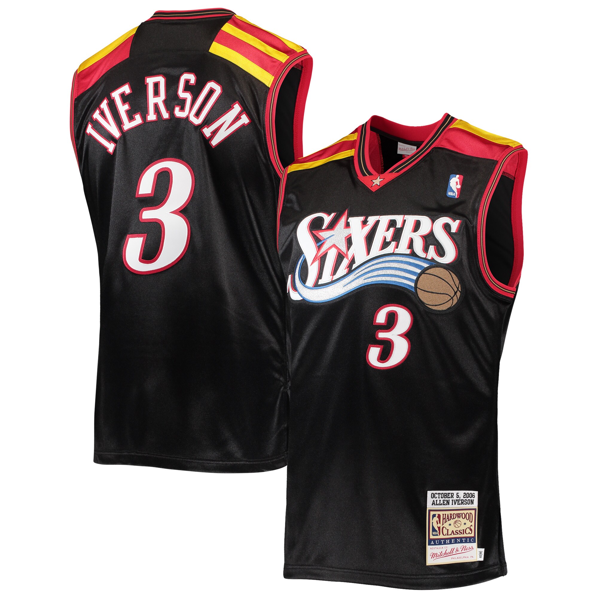 Allen Iverson Philadelphia 76ers Mitchell & Ness 2006 Hardwood Classics Authentic Jersey - Black