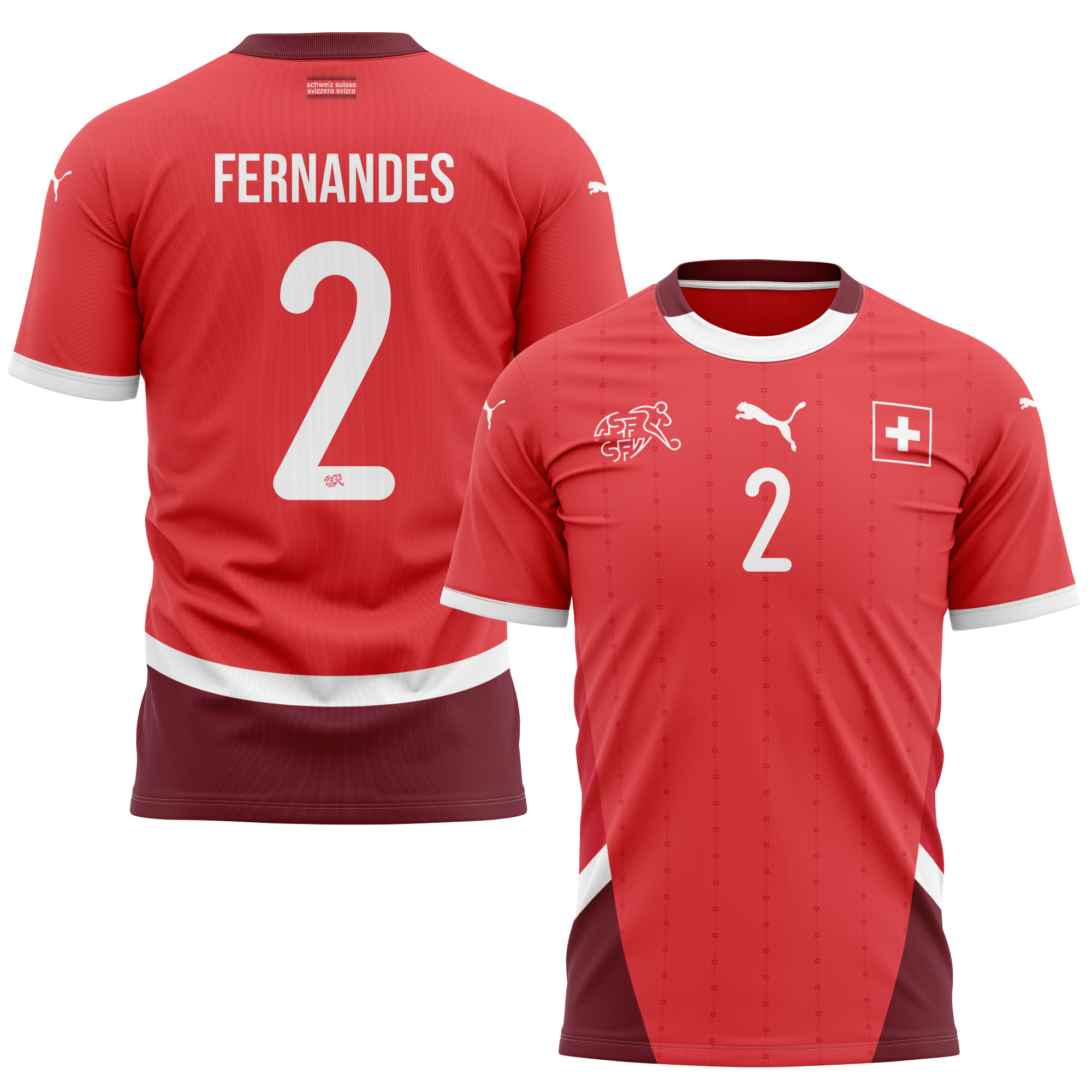 Edimilson Fernandes 2 Switzerland National Team 2024/25 Home Kits AOP T-shirt - Red