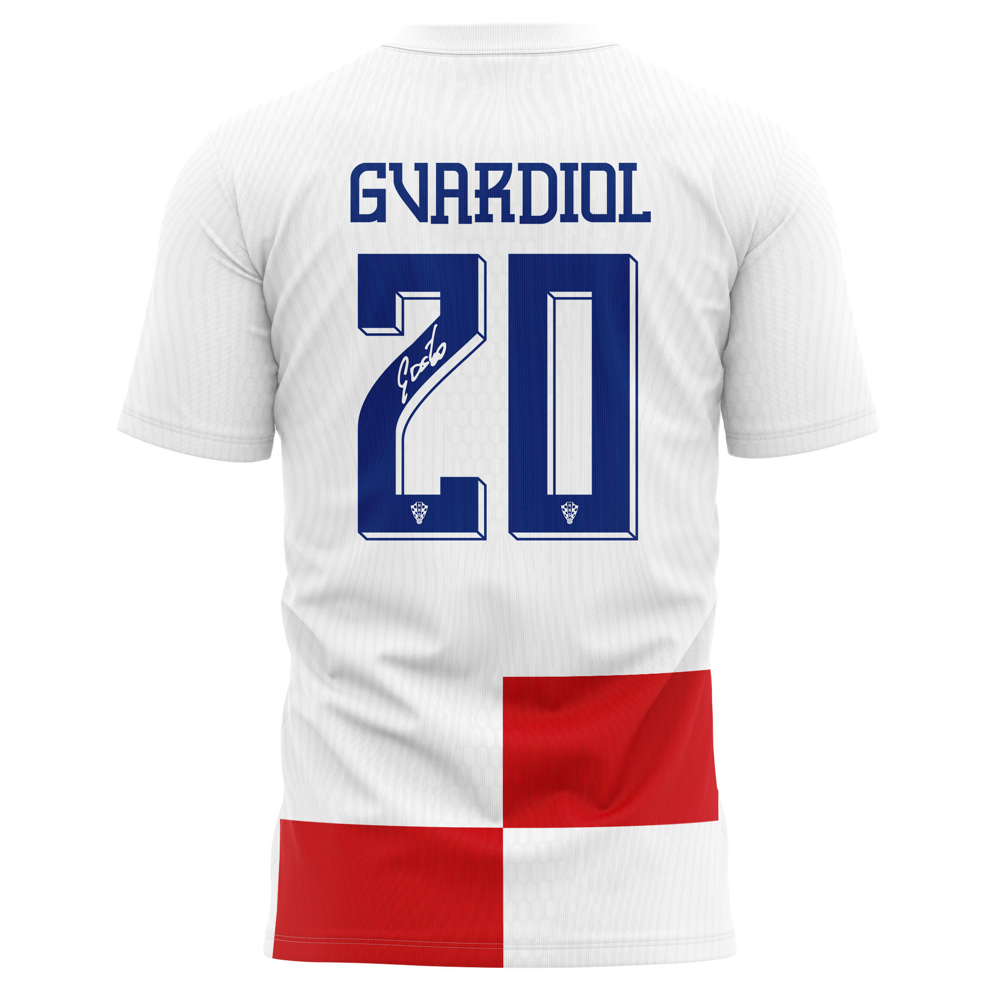 Joško Gvardiol 20 Signed Croatia National Team 2024/25 Home Kits AOP T-shirt Autographed - White