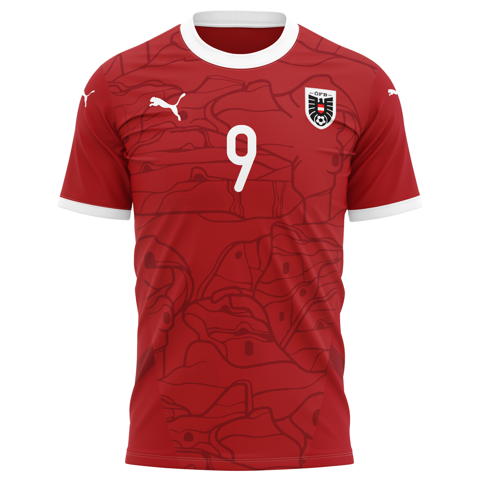 Marcel Sabitzer 9 Austria National Team 2024/25 Home Kits AOP T-shirt - Red
