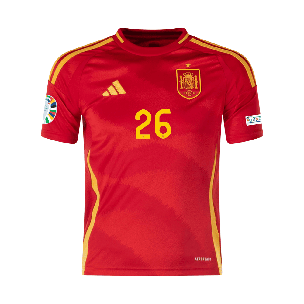 Pedri 26 Spain National Team 2024 Home YOUTH Jersey - Scarlet