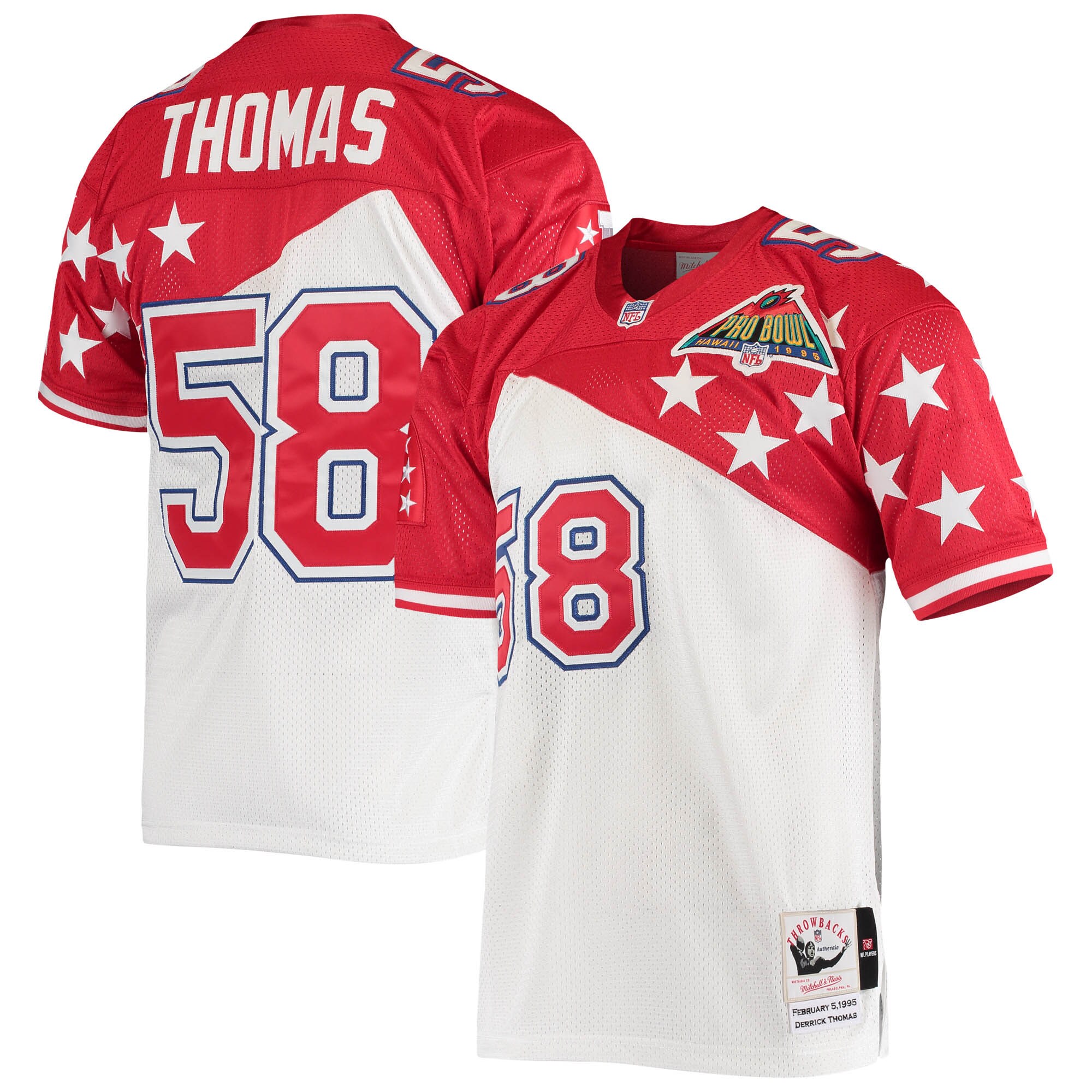 Derrick Thomas AFC Mitchell & Ness 1995 Pro Bowl Authentic Jersey - White\/Red