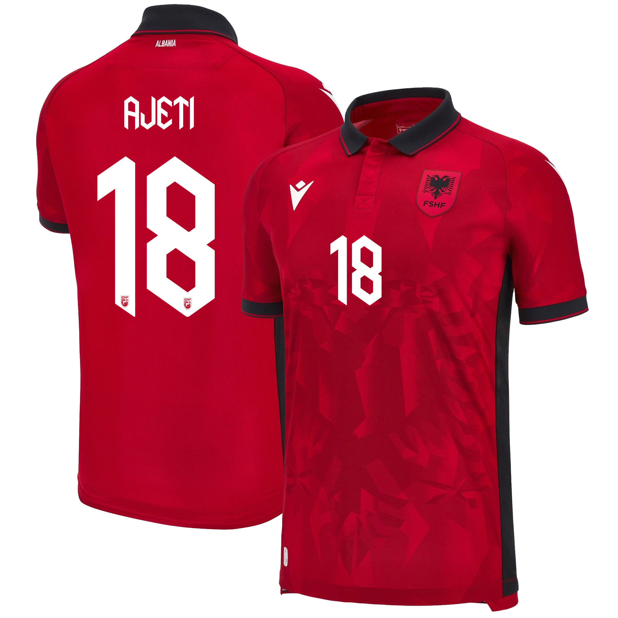 Arlind Ajeti 18 Albania National Team 2024/25 Home Men Jersey - Red