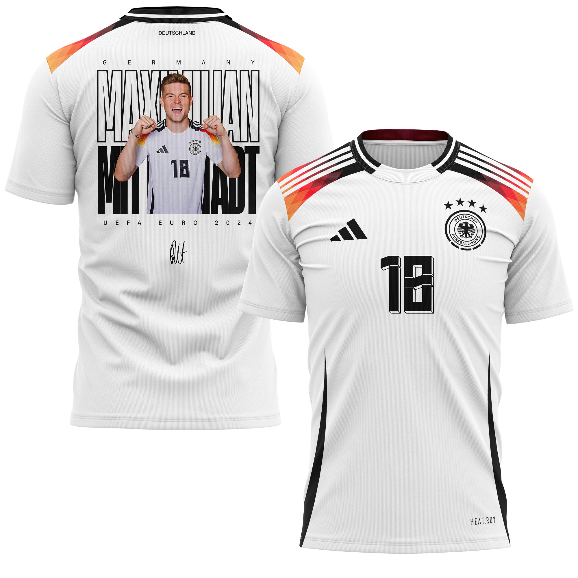 Maximilian Mittelstädt 18 Signed Young Talent Germany National Team 2024 Home Kits AOP T-shirt - White